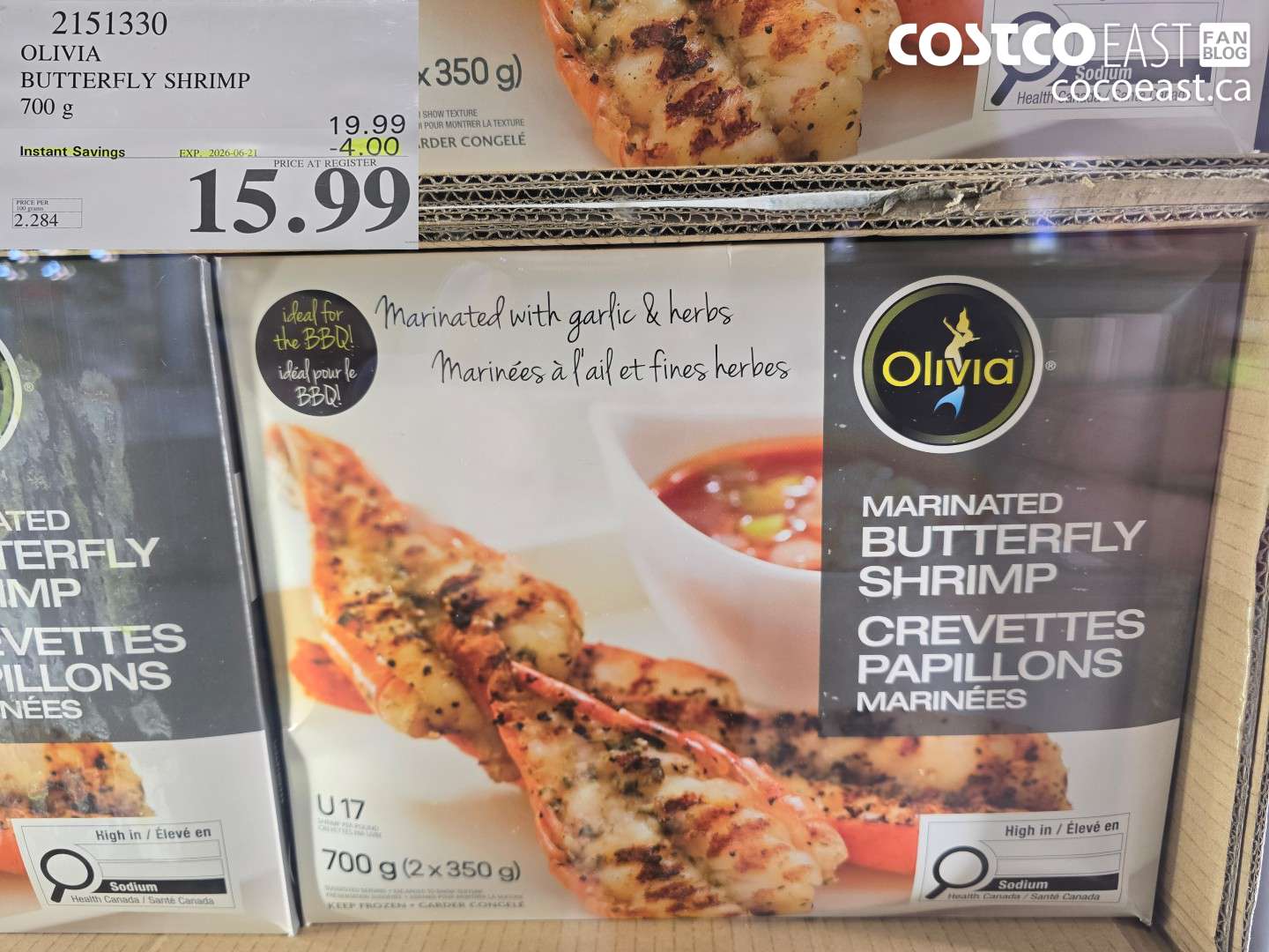2151330 OLIVIA BUTTERFLY SHRIMP 700 G ($4.00 INSTANT SAVINGS EXPIRES ON 2026-06-21) $15.99