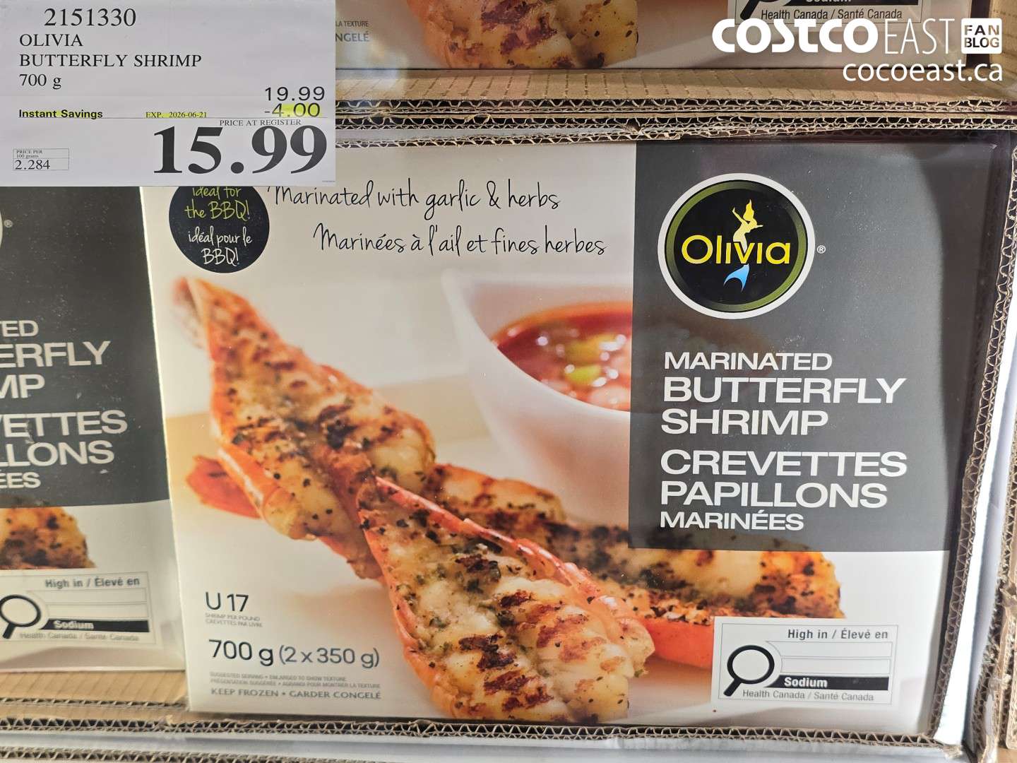 2151330 OLIVIA BUTTERFLY SHRIMP 700 G ($4.00 INSTANT SAVINGS EXPIRES ON 2026-06-21) $15.99