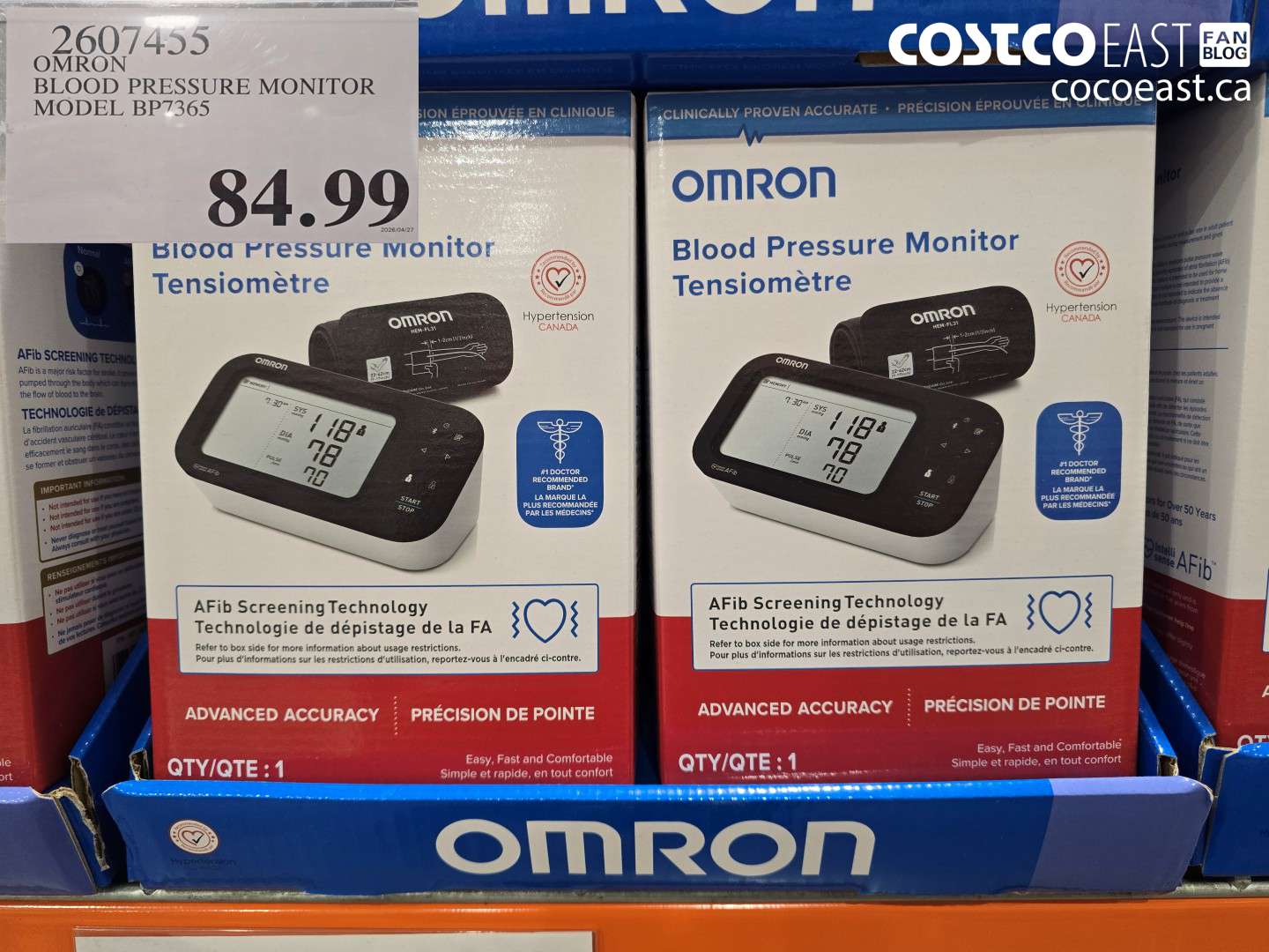 2607455 OMRON BLOOD PRESSURE MONITOR MODEL BP7365 $84.99