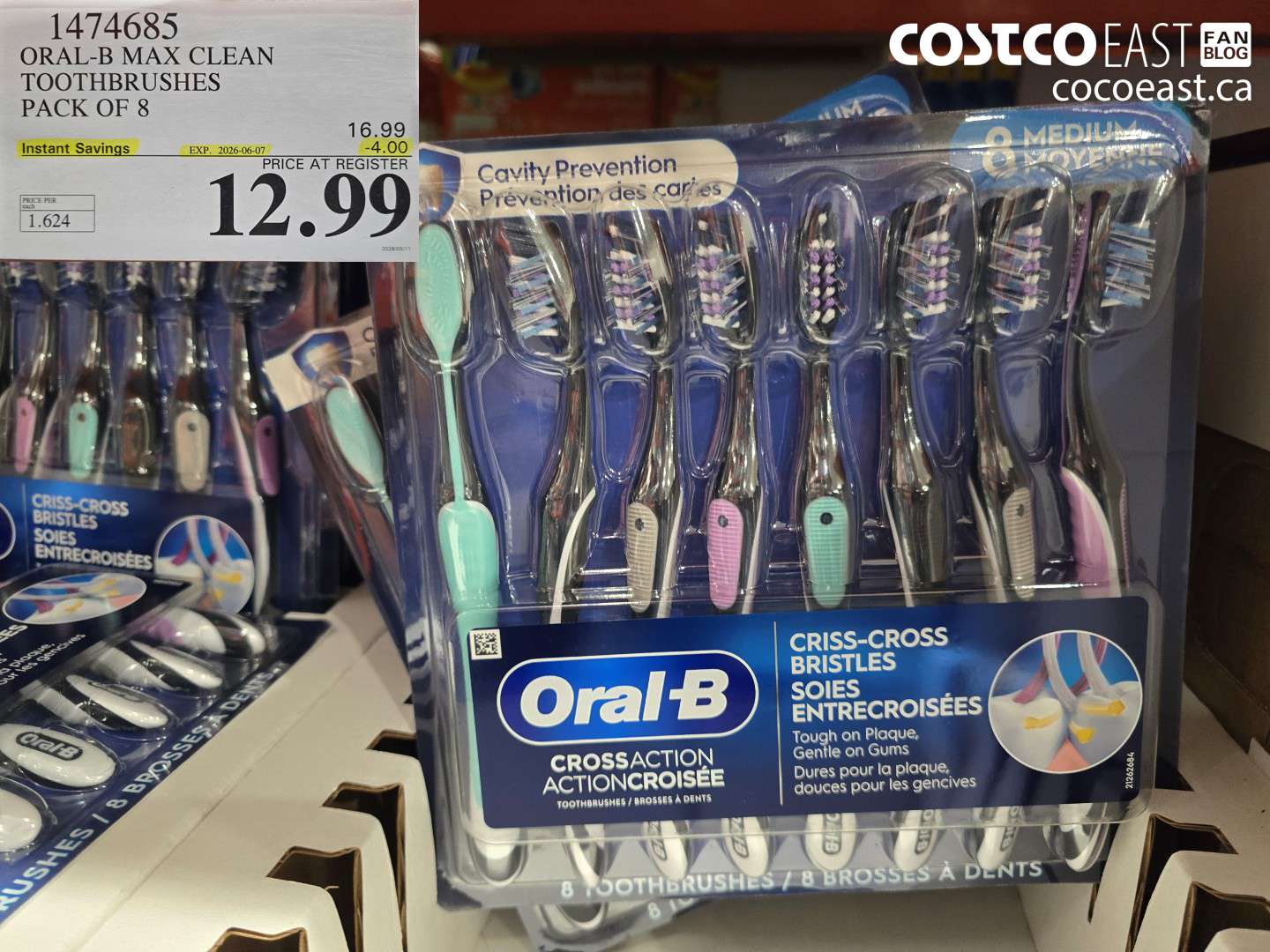 1474685 ORAL-B MAX CLEAN TOOTHBRUSHES PACK OF 8 ($4.00 INSTANT SAVINGS EXPIRES ON 2026-06-07) $12.99