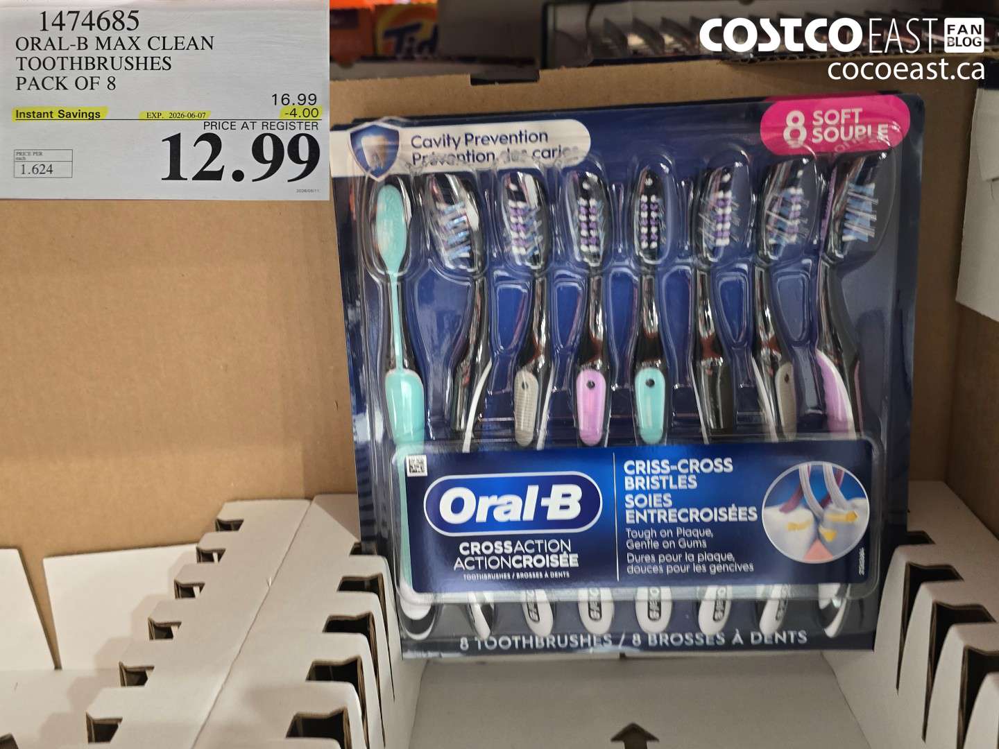 1474685 ORAL-B MAX CLEAN TOOTHBRUSHES PACK OF 8 ($4.00 INSTANT SAVINGS EXPIRES ON 2026-06-07) $12.99