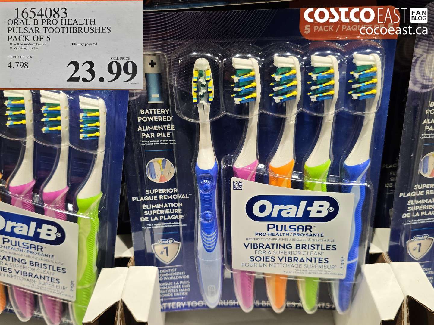 1654083 ORAL-B PRO HEALTH PULSAR TOOTHBRUSHES PACK OF 5 $23.99