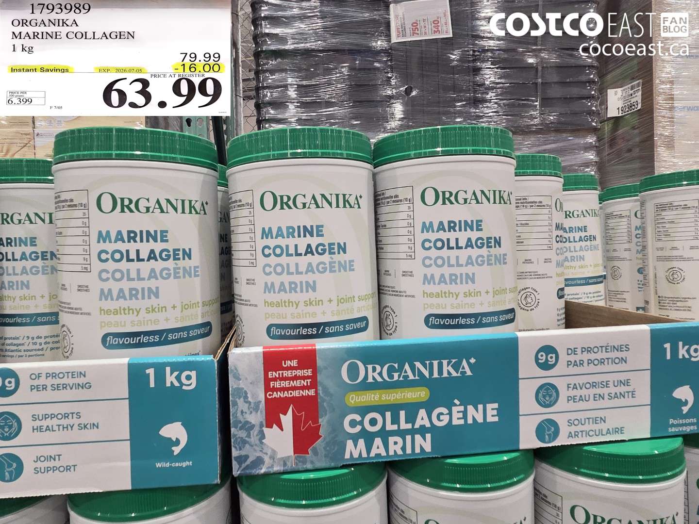 1793989 ORGANIKA MARINE COLLAGEN 1 KG ($16.00 INSTANT SAVINGS EXPIRES ON 2026-07-05) $63.99