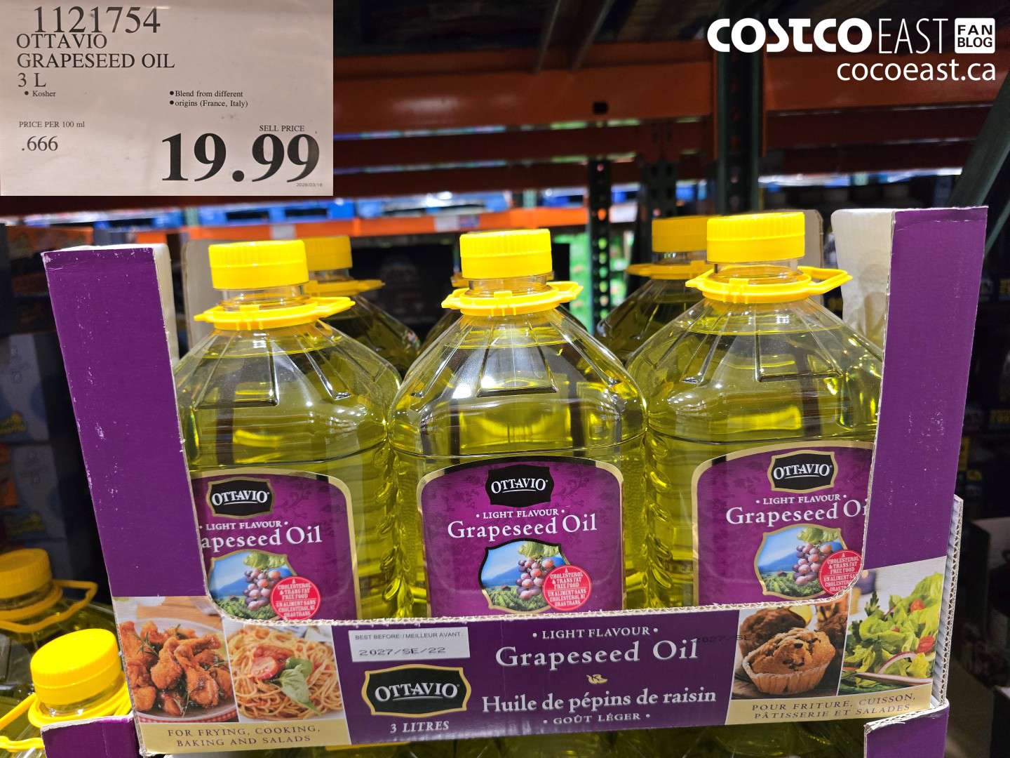 1121754 OTTAVIO GRAPESEED OIL 3 L $19.99