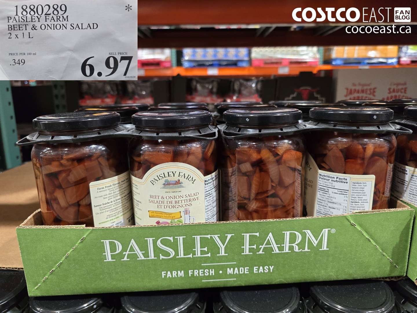 1880289 PAISLEY FARM BEET & ONION SALAD 2 X 1 L $6.97