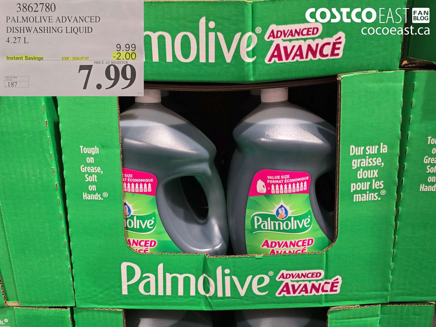 3862780 PALMOLIVE ADVANCED DISHWASHING LIQUID 4.27 L ($2.00 INSTANT SAVINGS EXPIRES ON 2026-07-07) $7.99