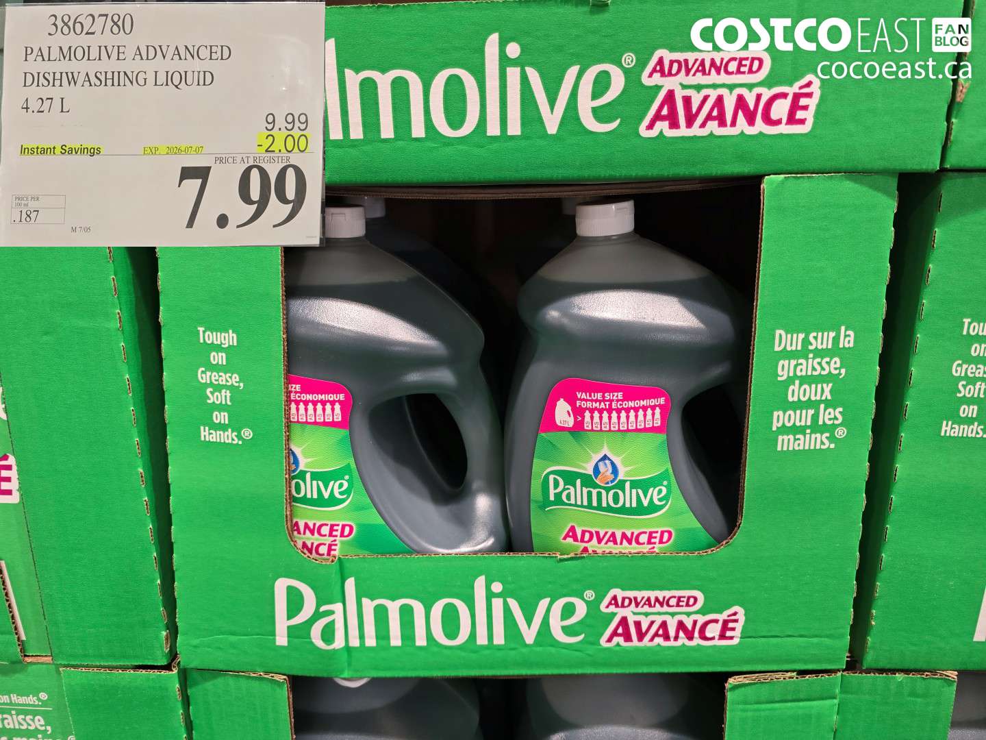 3862780 PALMOLIVE ADVANCED DISHWASHING LIQUID 4.27 L ($2.00 INSTANT SAVINGS EXPIRES ON 2026-07-07) $7.99