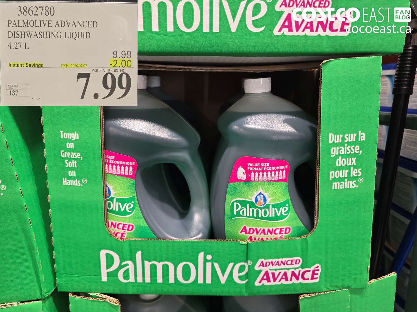 3862780 PALMOLIVE ADVANCED DISHWASHING LIQUID 4.27 L ($2.00 INSTANT SAVINGS EXPIRES ON 2026-07-07) $7.99