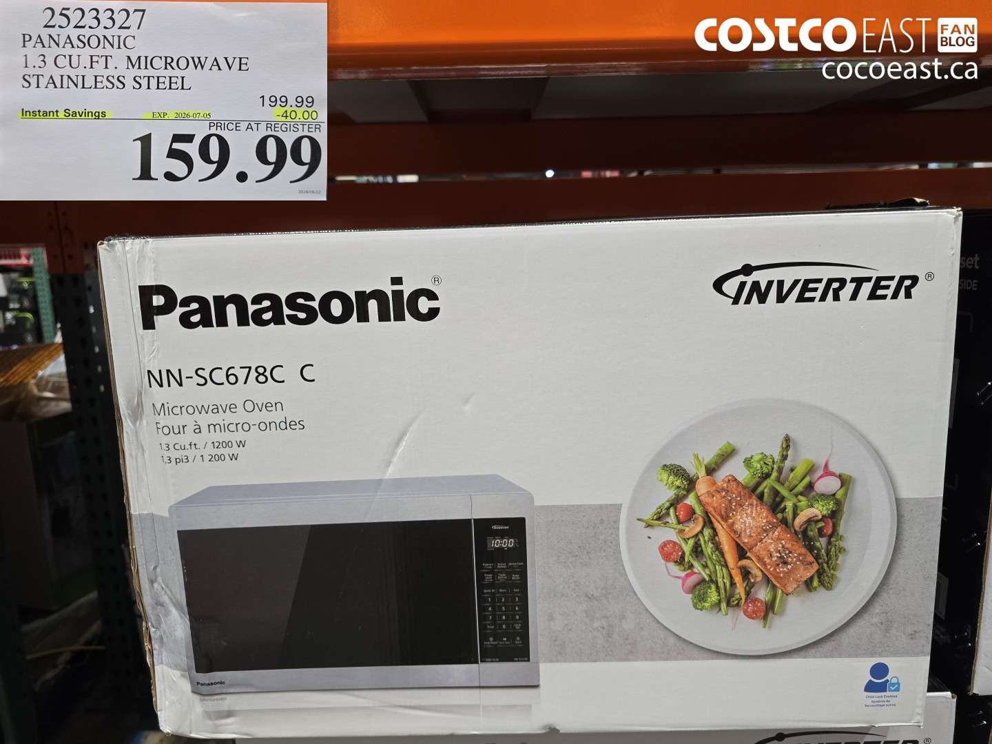2523327 PANASONIC 1.3 CU.FT. MICROWAVE STAINLESS STEEL ($40.00 INSTANT SAVINGS EXPIRES ON 2026-07-05) $159.99