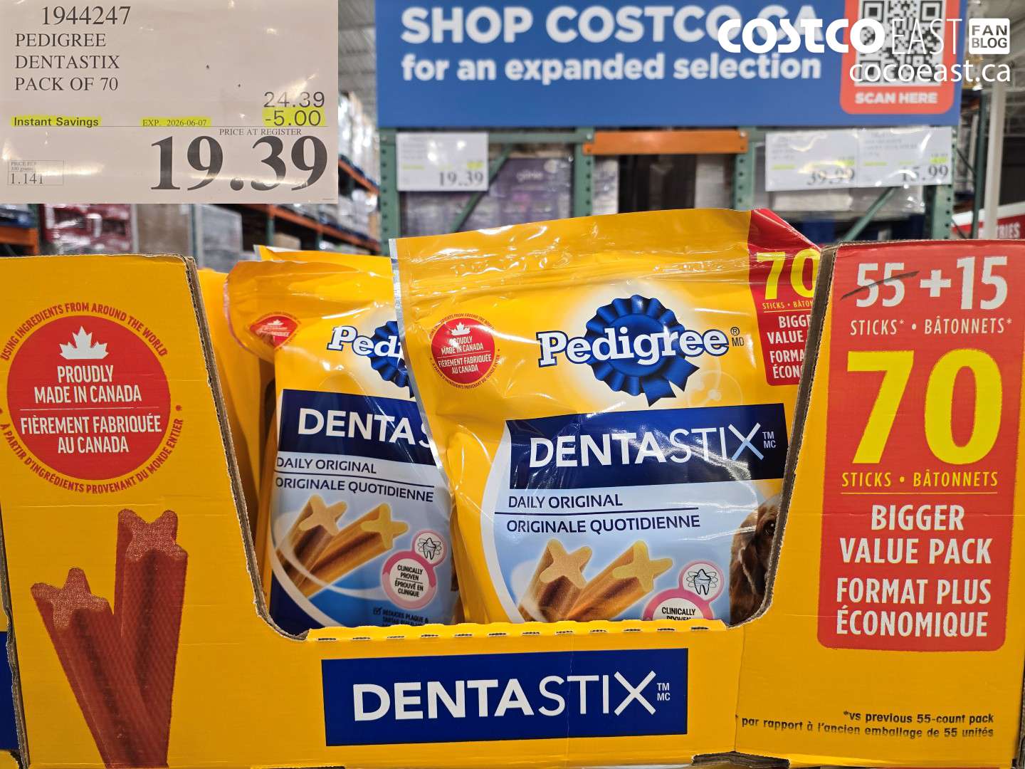 1944247 PEDIGREE DENTASTIX PACK OF 70 ($5.00 INSTANT SAVINGS EXPIRES ON 2026-06-07) $19.39