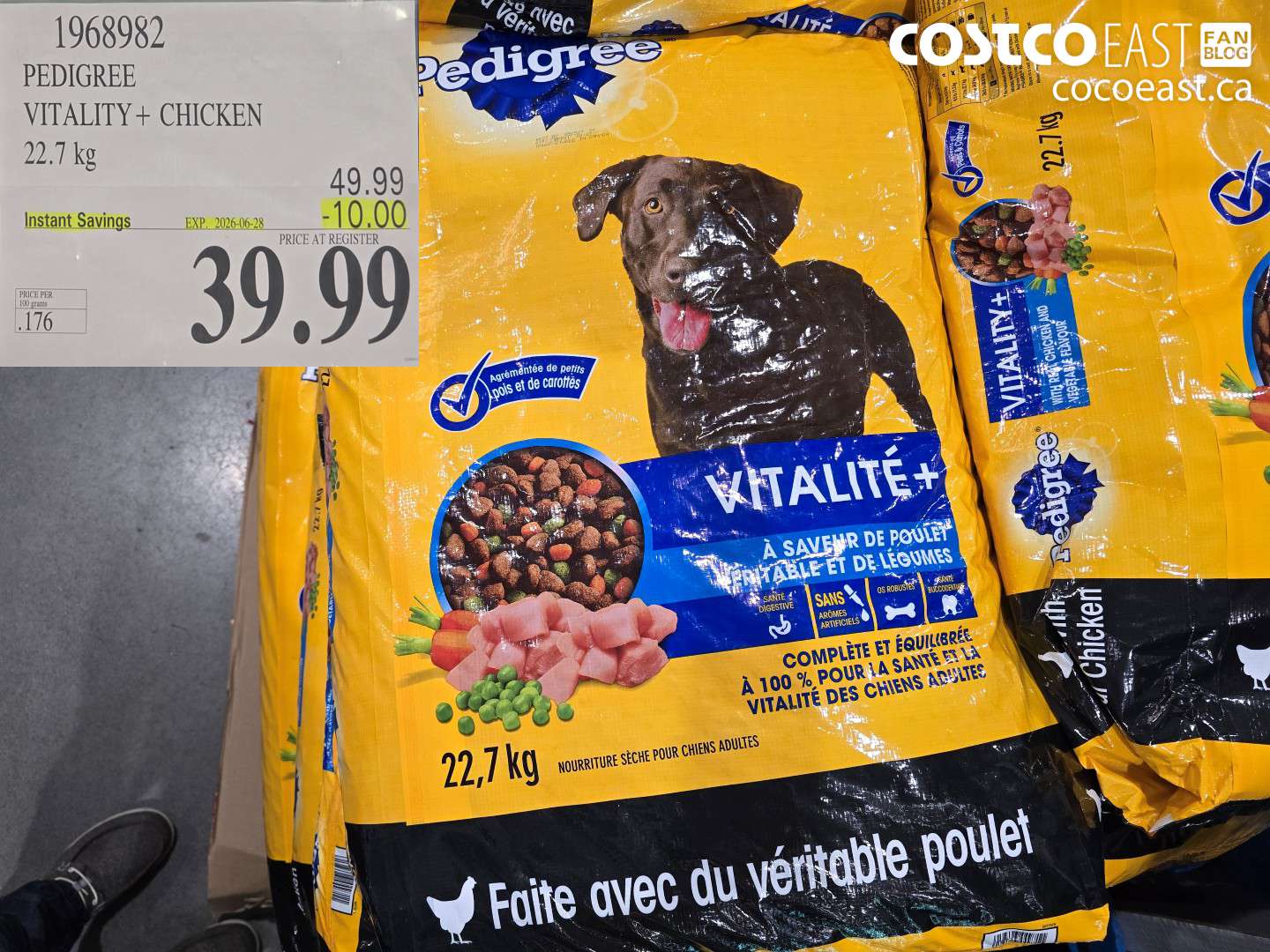 1968982 PEDIGREE VITALITY + CHICKEN 22.7 KG ($10.00 INSTANT SAVINGS EXPIRES ON 2026-06-28) $39.99
