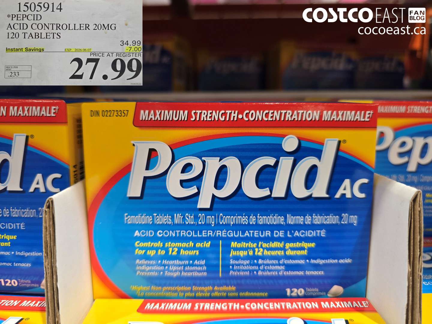 1505914 PEPCID ACID CONTROLLER 20MG 120 TABLETS ($7.00 INSTANT SAVINGS EXPIRES ON 2026-06-07) $27.99