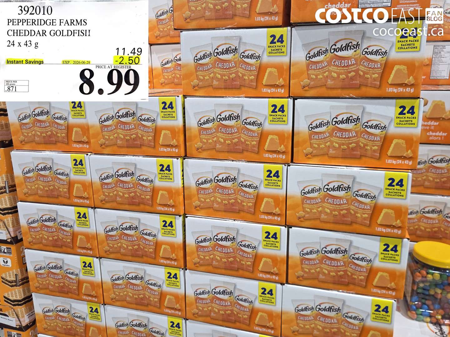 392010 PEPPERIDGE FARMS CHEDDAR GOLDFISH 24 X 43 G ($2.50 INSTANT SAVINGS EXPIRES ON 2026-06-28) $8.99