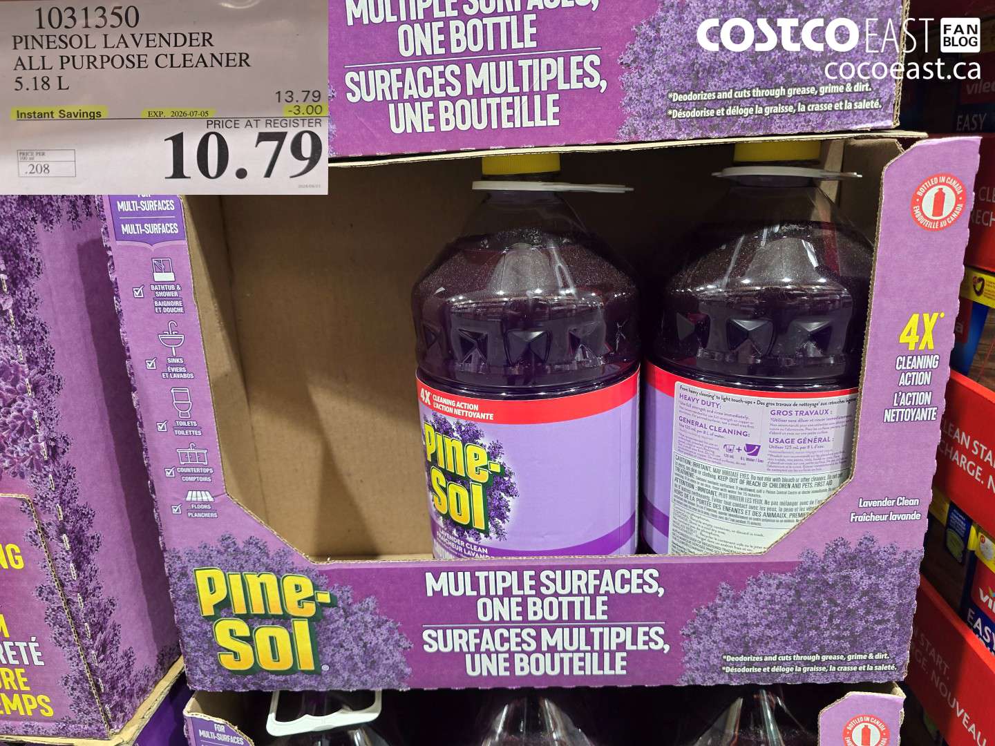 1031350 PINESOL LAVENDER ALL PURPOSE CLEANER 5.18 L ($3.00 INSTANT SAVINGS EXPIRES ON 2026-07-05) $10.79