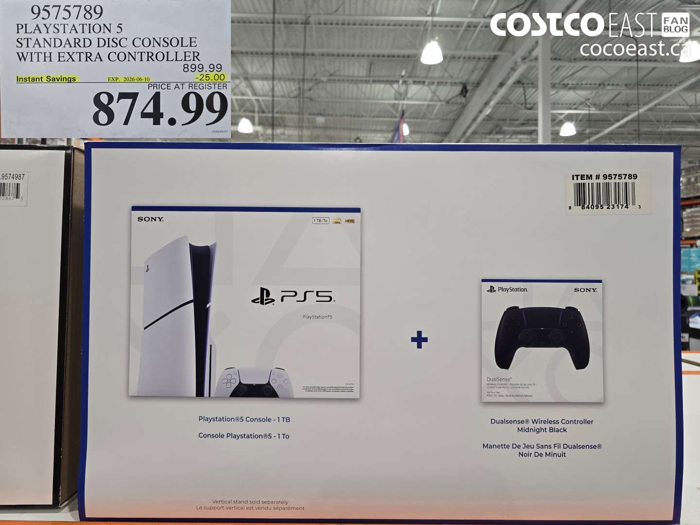 9575789 PLAYSTATION 5 STANDARD DISC CONSOLE WITH EXTRA CONTROLLER ($25.00 INSTANT SAVINGS EXPIRES ON 2026-06-10) $874.99