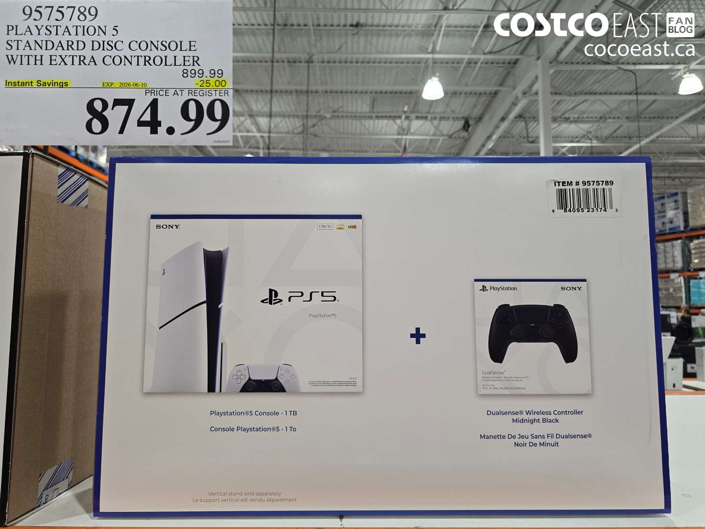 9575789 PLAYSTATION 5 STANDARD DISC CONSOLE WITH EXTRA CONTROLLER ($25.00 INSTANT SAVINGS EXPIRES ON 2026-06-10) $874.99