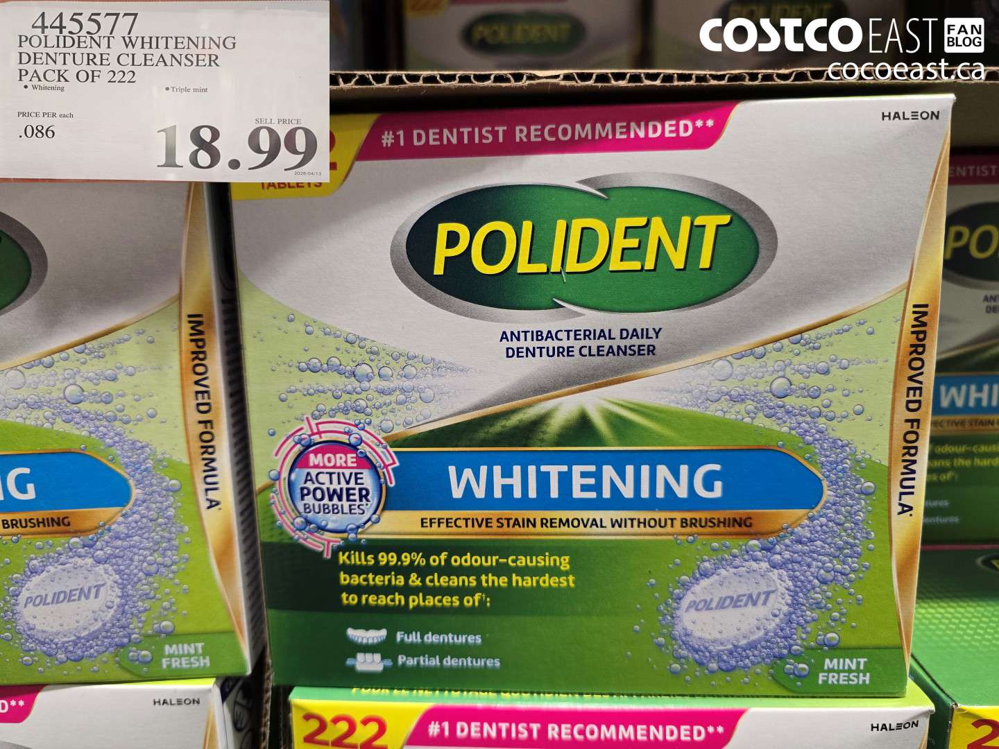 445577 POLIDENT WHITENING DENTURE CLEANSER PACK OF 222 $18.99