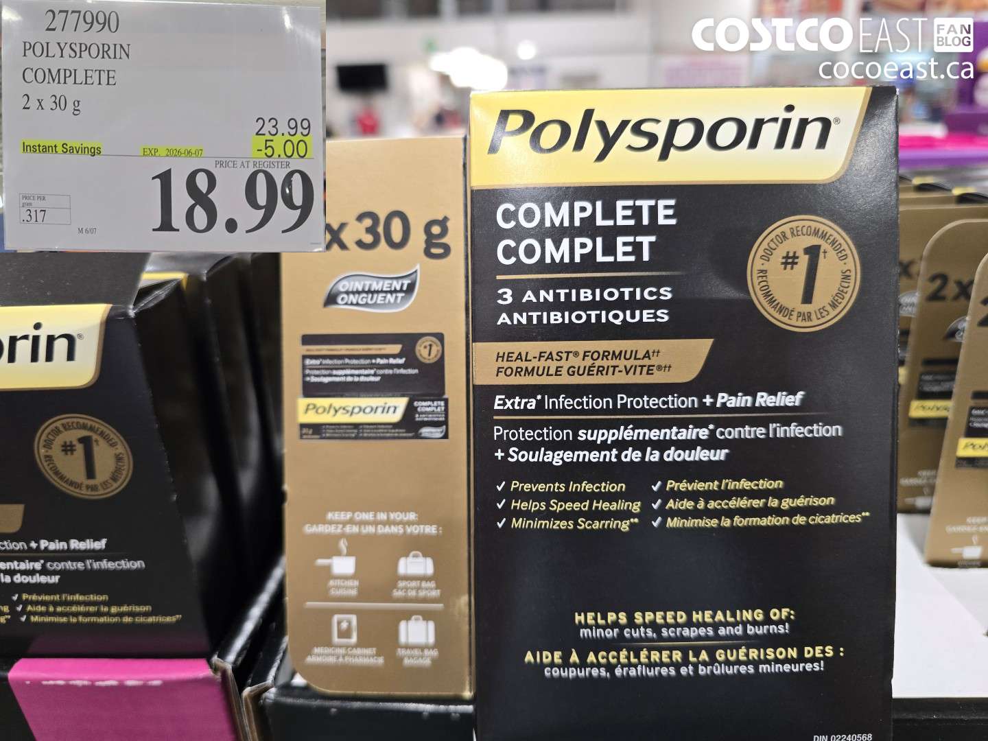 277990 POLYSPORIN COMPLETE 2 X 30 G ($5.00 INSTANT SAVINGS EXPIRES ON 2026-06-07) $18.99