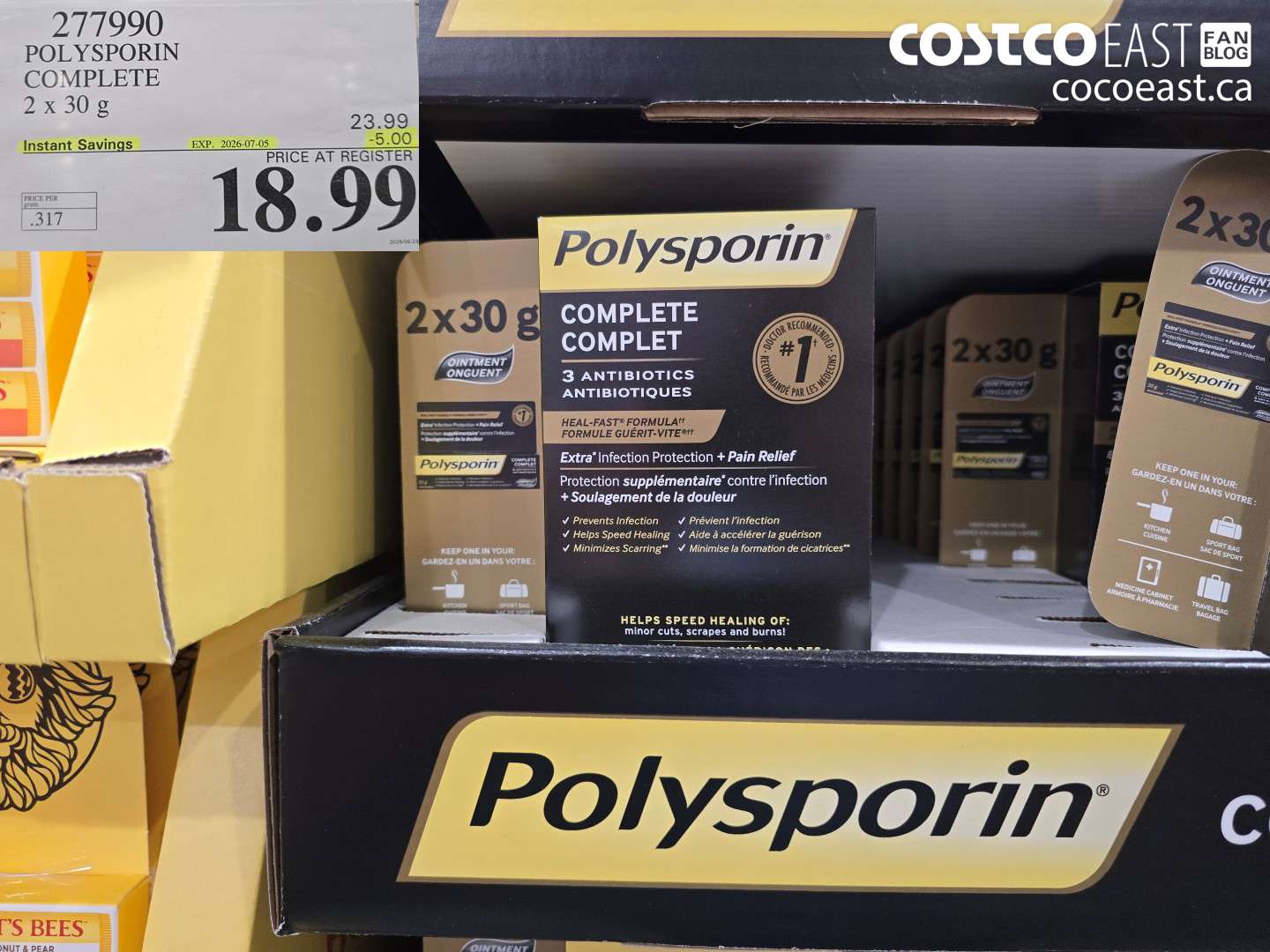 277990 POLYSPORIN COMPLETE 2 X 30 G ($5.00 INSTANT SAVINGS EXPIRES ON 2026-07-05) $18.99