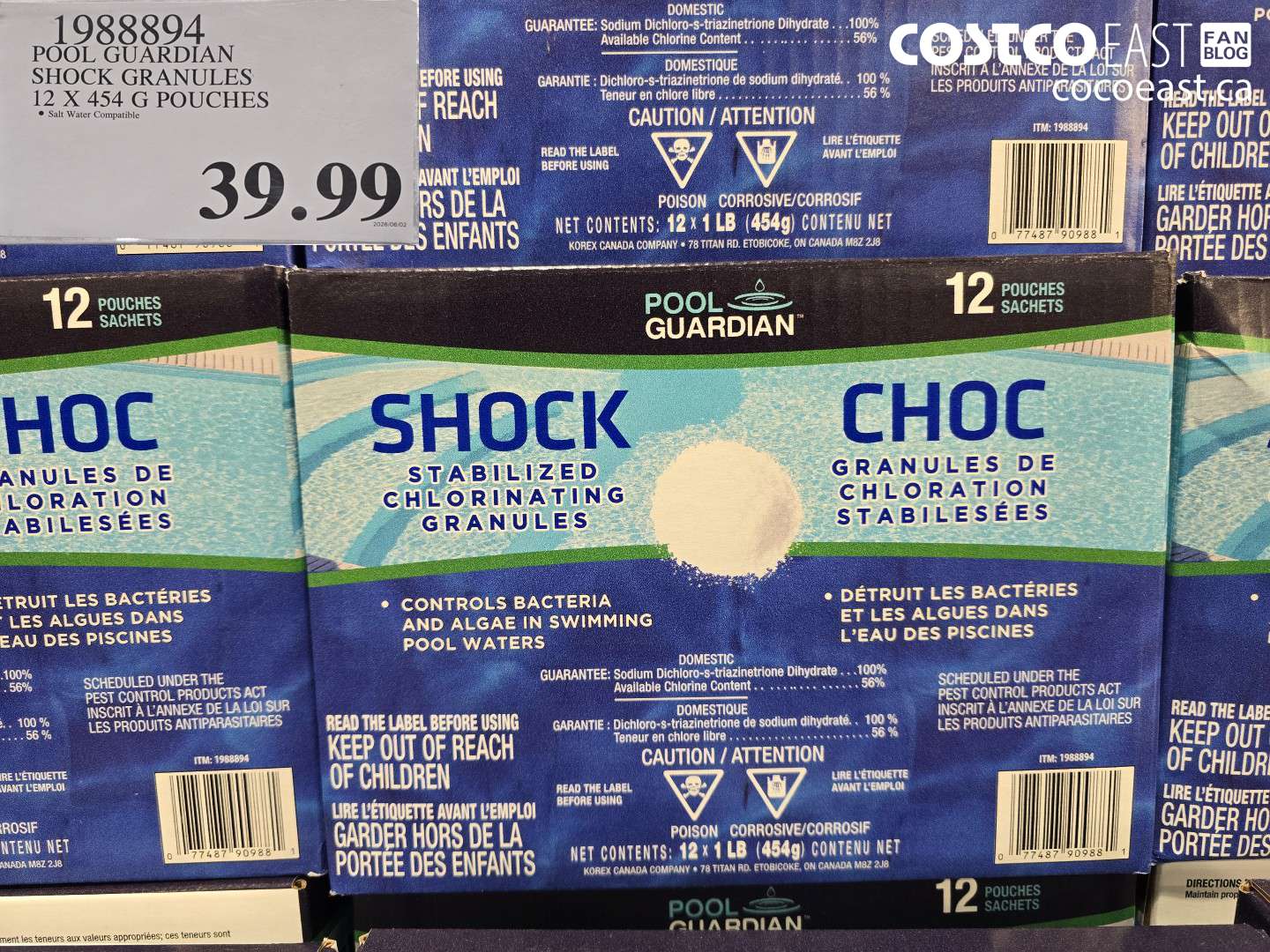 1988894 POOL GUARDIAN SHOCK GRANULES 12 X 454 G POUCHES $39.99