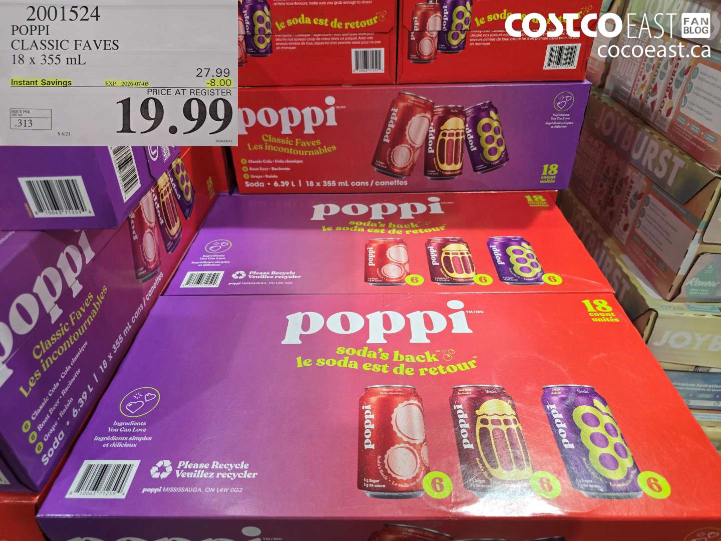 2001524 POPPI CLASSIC FAVES 18 X 355 ML ($8.00 INSTANT SAVINGS EXPIRES ON 2026-07-05) $19.99