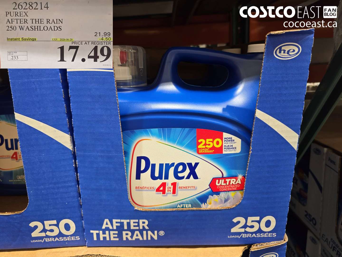 2628214 PUREX AFTER THE RAIN 250 WASHLOADS ($4.50 INSTANT SAVINGS EXPIRES ON 2026-06-28) $17.49