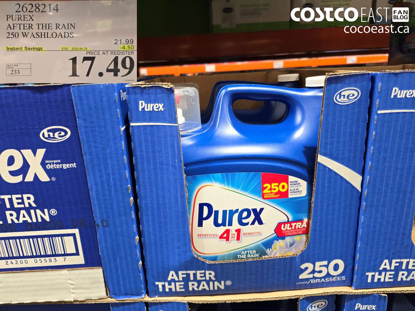 2628214 PUREX AFTER THE RAIN 250 WASHLOADS ($4.50 INSTANT SAVINGS EXPIRES ON 2026-06-28) $17.49