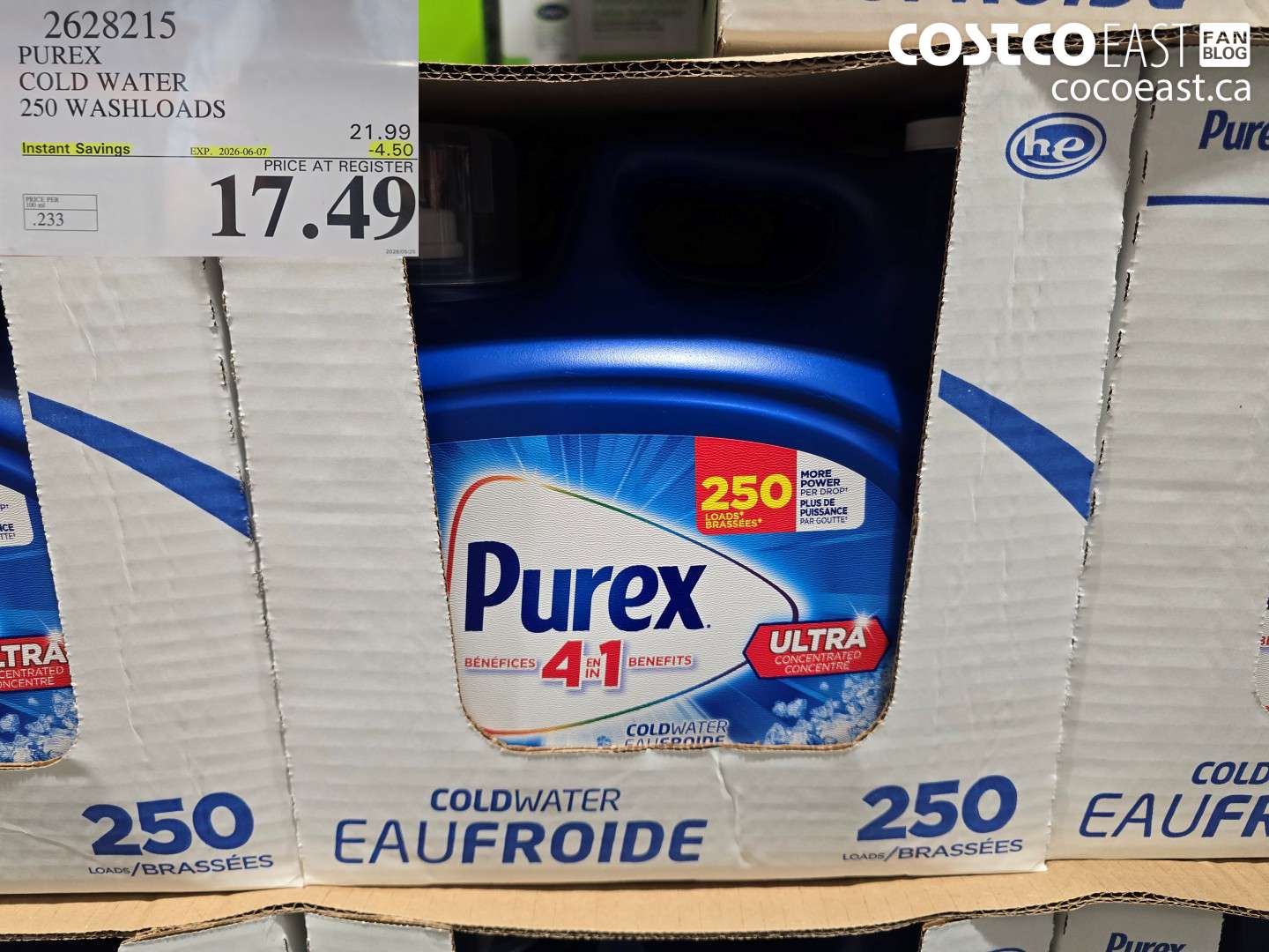 2628215 PUREX COLD WATER 250 WASHLOADS ($4.50 INSTANT SAVINGS EXPIRES ON 2026-06-07) $17.49