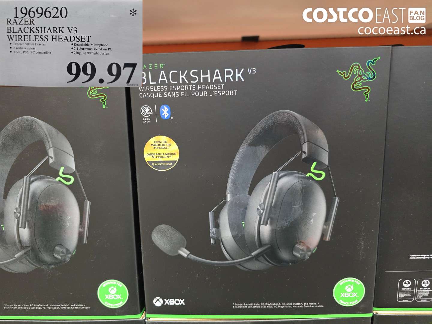 1969620 RAZER BLACKSHARK V3 WIRELESS HEADSET $99.97