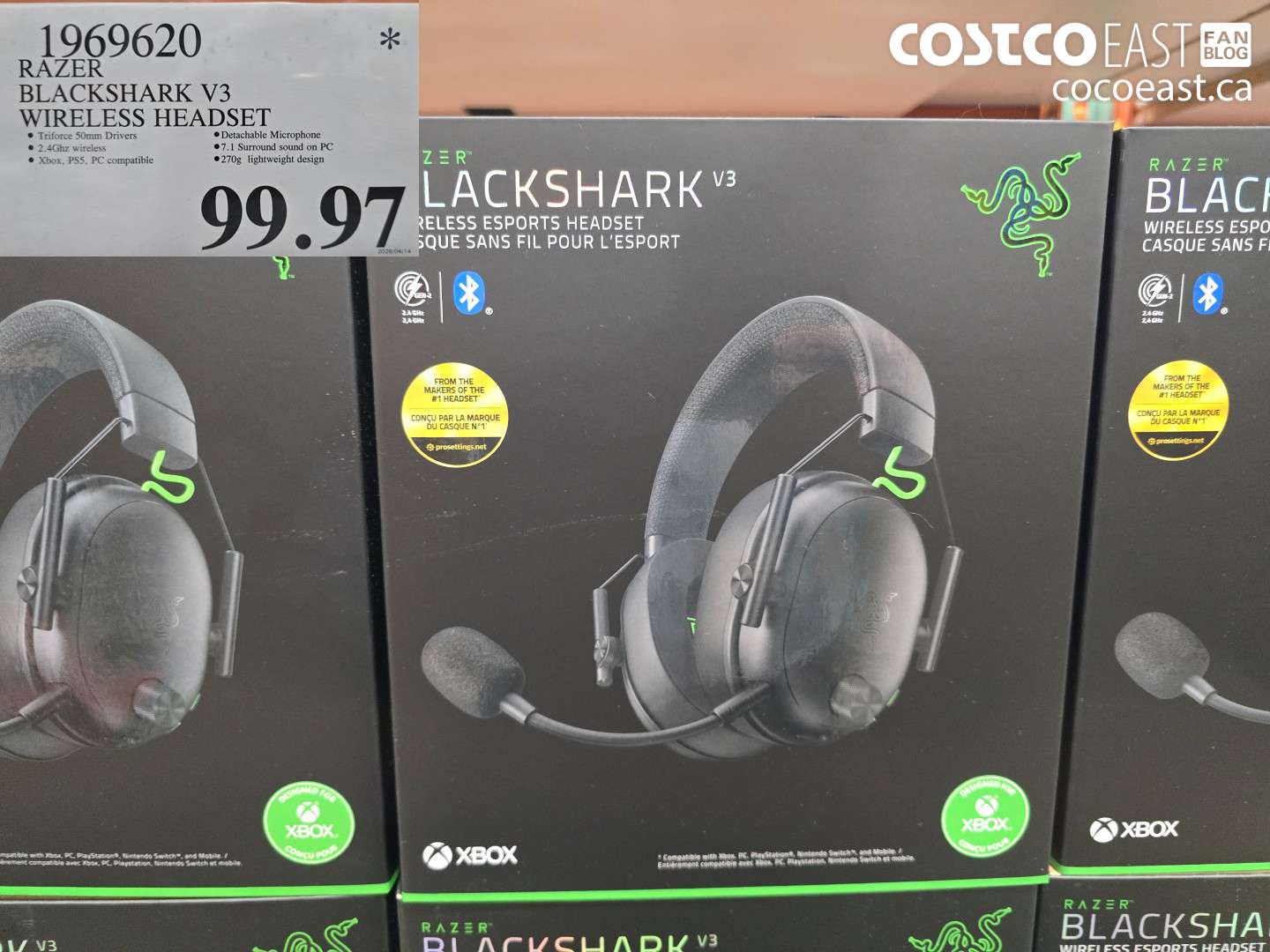 1969620 RAZER BLACKSHARK V3 WIRELESS HEADSET $99.97