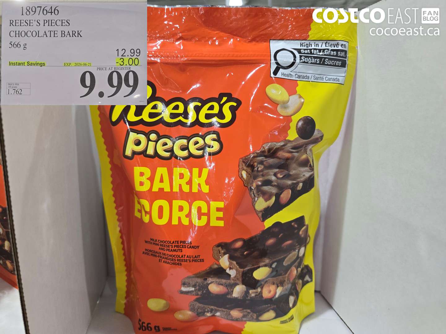 1897646 REESE'S PIECES CHOCOLATE BARK 566 G ($3.00 INSTANT SAVINGS EXPIRES ON 2026-06-21) $9.99