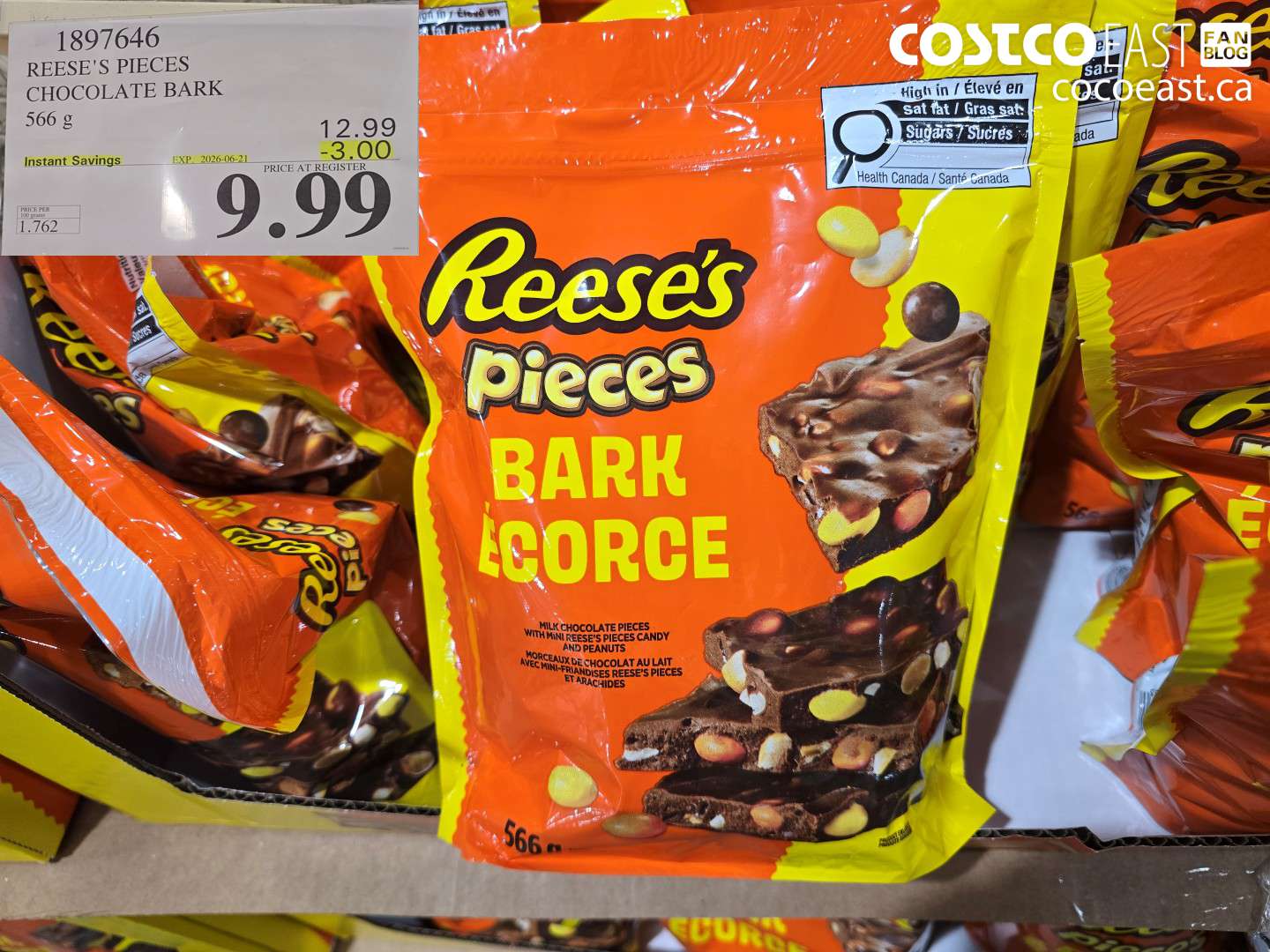 1897646 REESE'S PIECES CHOCOLATE BARK 566 G ($3.00 INSTANT SAVINGS EXPIRES ON 2026-06-21) $9.99