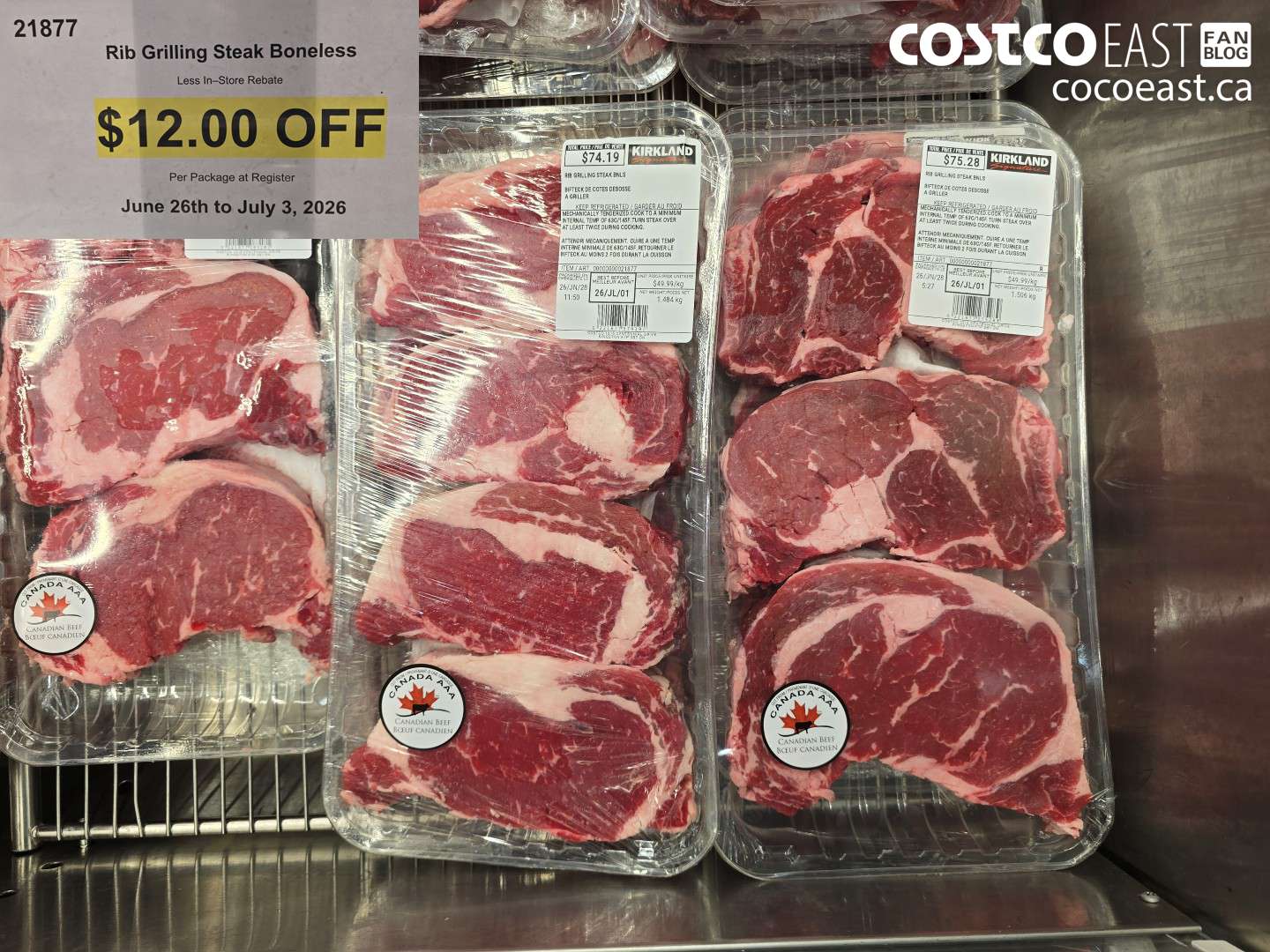 21877 RIB GRILLING STEAK BONELESS ($12.00 INSTANT SAVINGS)