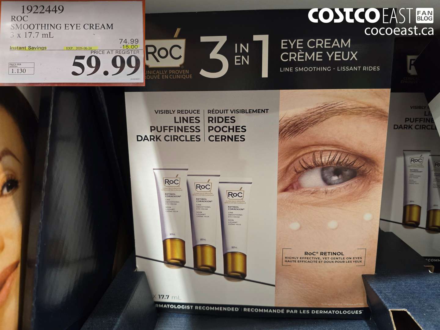 1922449 ROC SMOOTHING EYE CREAM 3 X 17.7 ML ($15.00 INSTANT SAVINGS EXPIRES ON 2026-06-14) $59.99