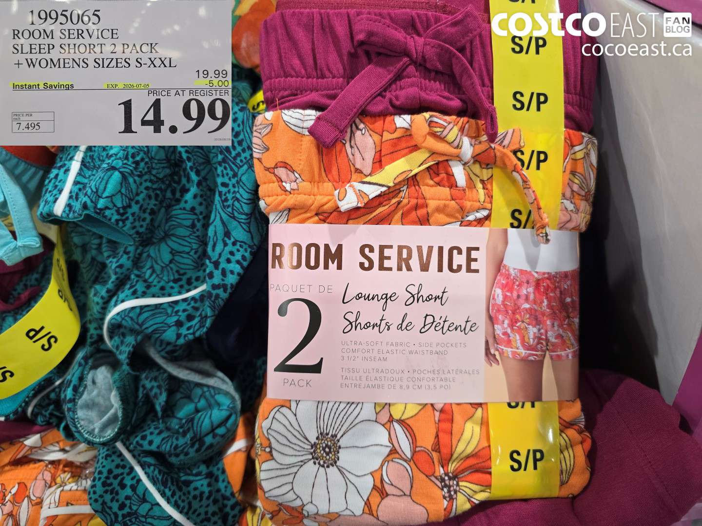 1995065 ROOM SERVICE SLEEP SHORT 2 PACK + WOMENS SIZES S-XXL ($5.00 INSTANT SAVINGS EXPIRES ON 2026-07-05) $14.99