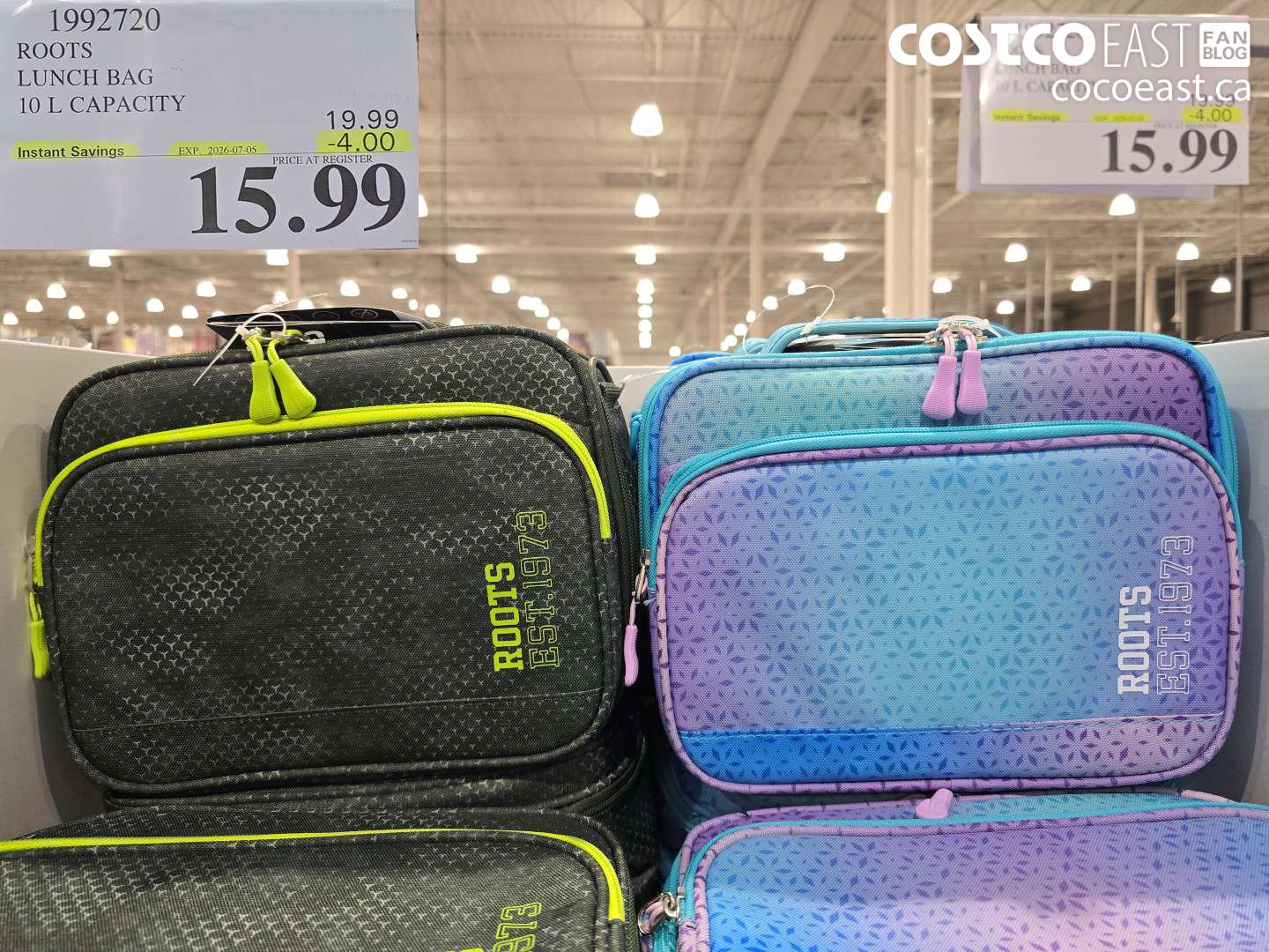 1992720 ROOTS LUNCH BAG 10 L CAPACITY ($4.00 INSTANT SAVINGS EXPIRES ON 2026-07-05) $15.99