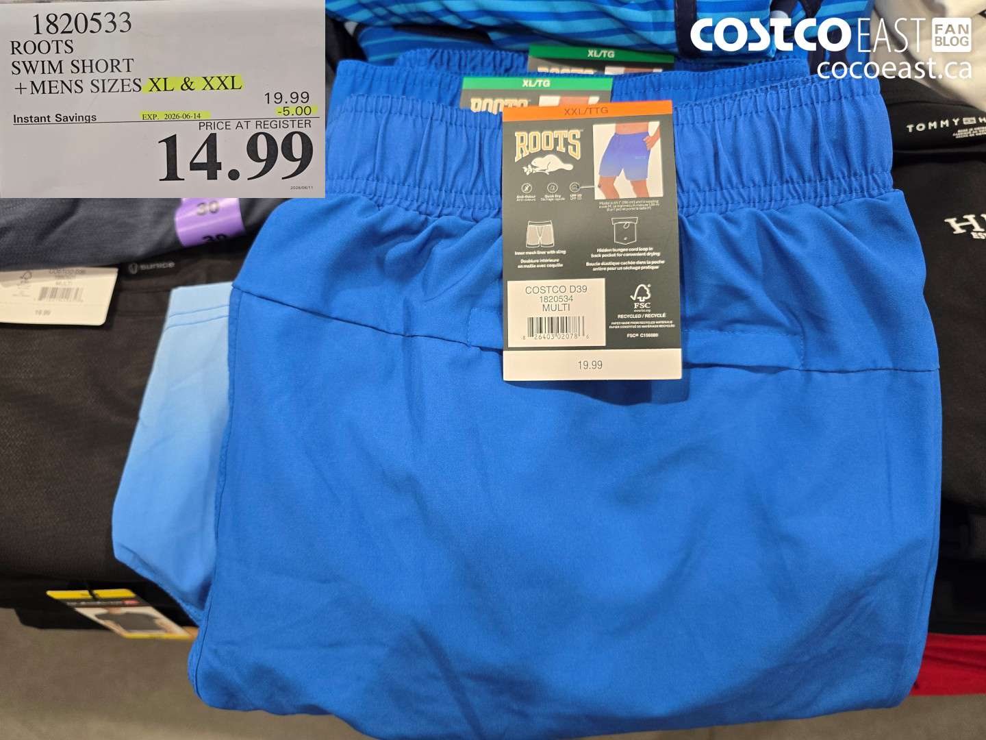1820533 ROOTS SWIM SHORT + MENS SIZES XL & XXL ($5.00 INSTANT SAVINGS EXPIRES ON 2026-06-14) $14.99