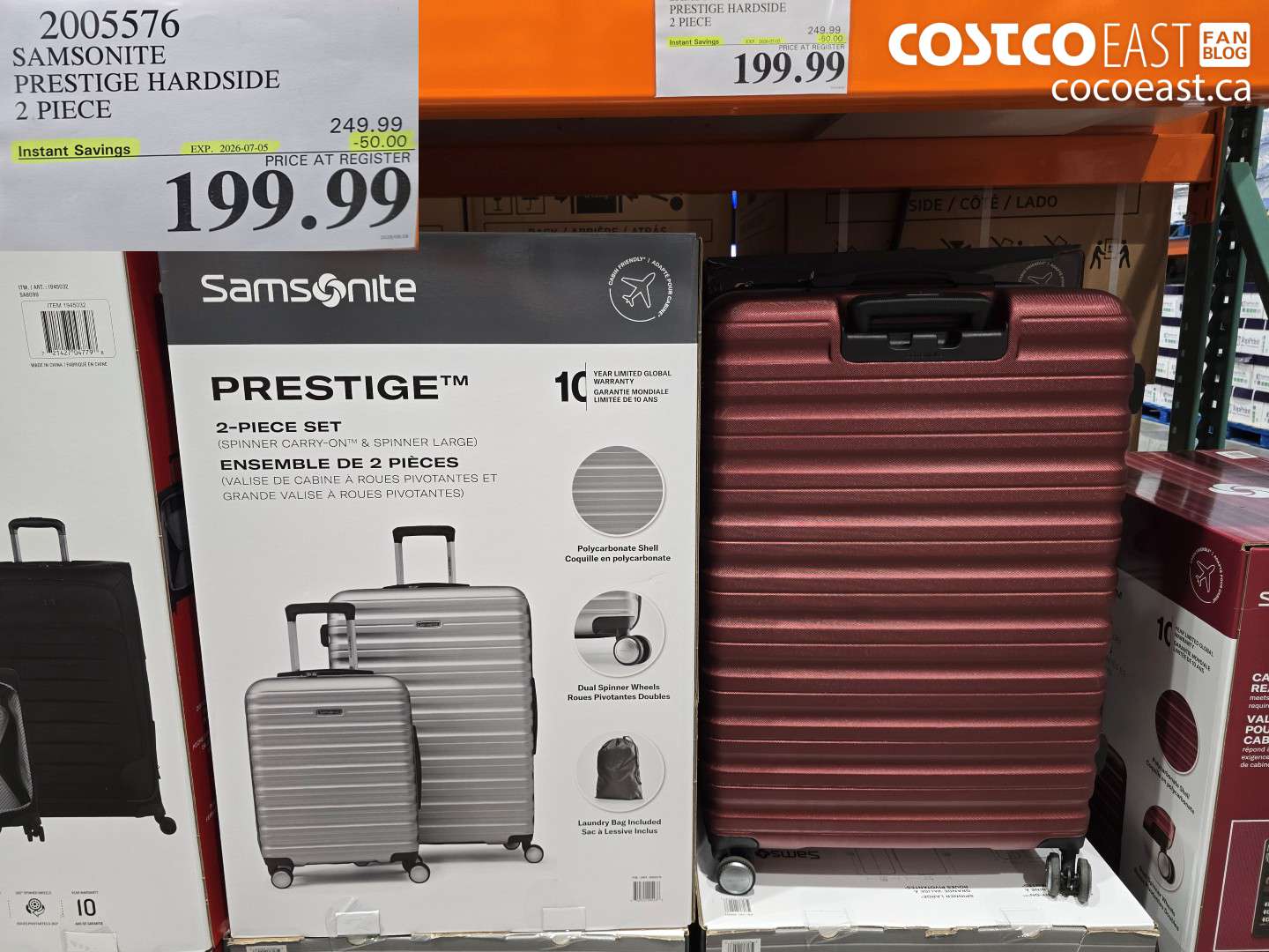 2005576 SAMSONITE PRESTIGE HARDSIDE 2 PIECE ($50.00 INSTANT SAVINGS EXPIRES ON 2026-07-05) $199.99