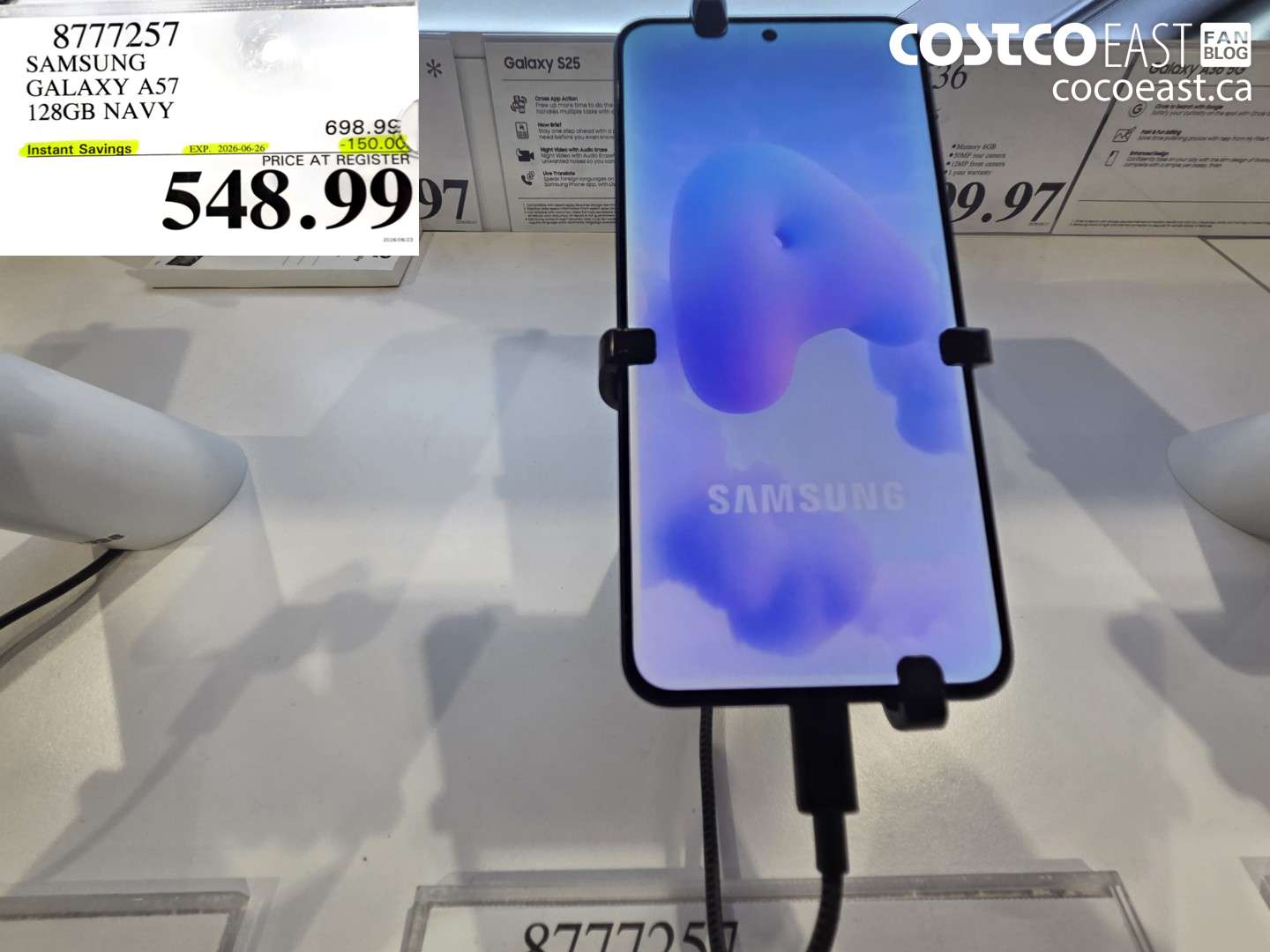 8777257 SAMSUNG GALAXY A57 128GB NAVY ($150.00 INSTANT SAVINGS EXPIRES ON 2026-06-26) $548.99