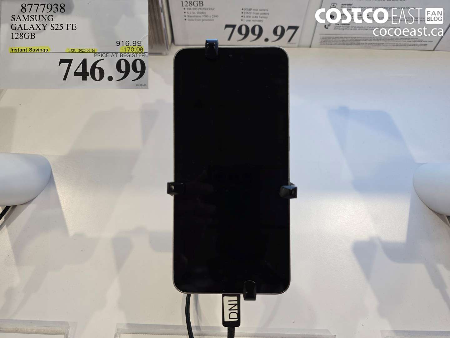 8777938 SAMSUNG GALAXY S25 FE 128GB ($170.00 INSTANT SAVINGS EXPIRES ON 2026-06-26) $746.99