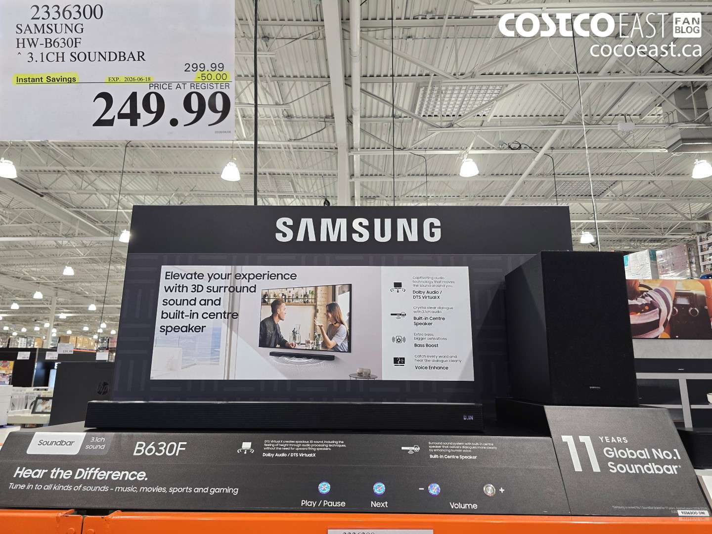 2336300 SAMSUNG HW-B630F 3.1CH SOUNDBAR ($50.00 INSTANT SAVINGS EXPIRES ON 2026-06-18) $249.99