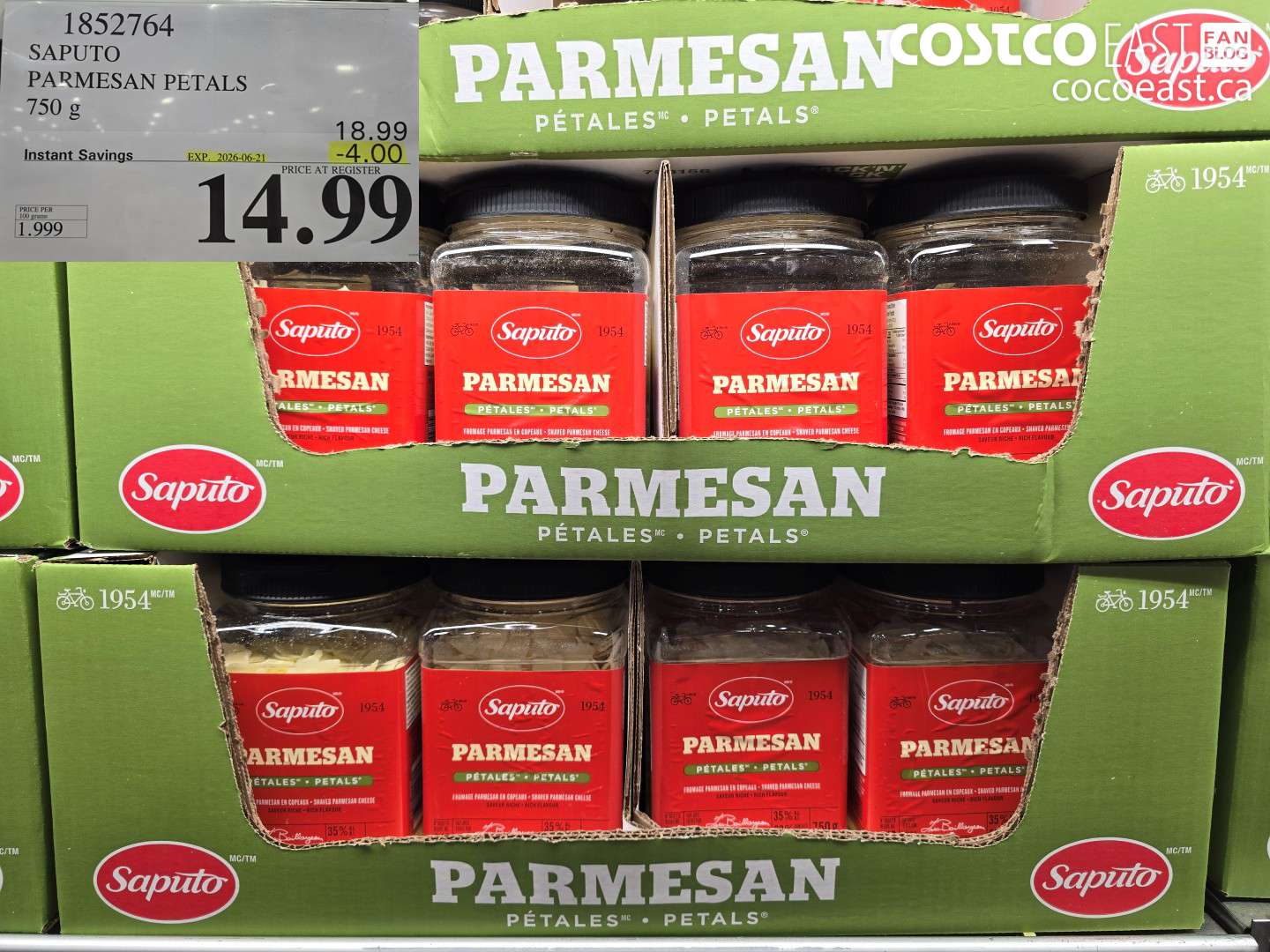 1852764 SAPUTO PARMESAN PETALS 750 G ($4.00 INSTANT SAVINGS EXPIRES ON 2026-06-21) $14.99
