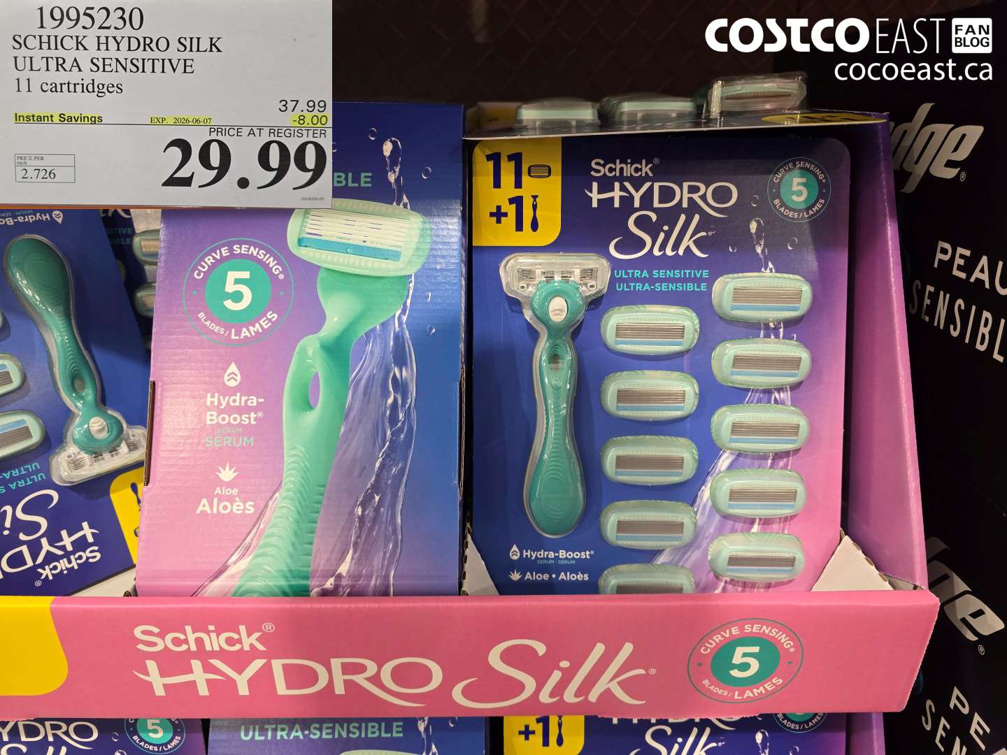 1995230 SCHICK HYDRO SILK ULTRA SENSITIVE 11 CARTRIDGES ($8.00 INSTANT SAVINGS EXPIRES ON 2026-06-07) $29.99