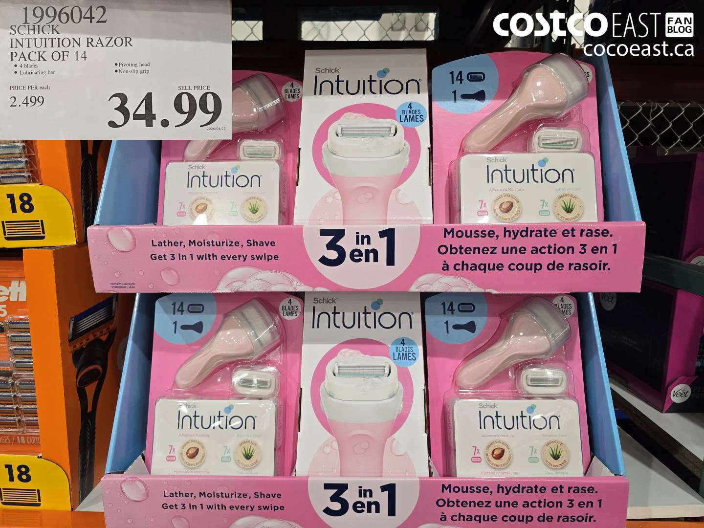 1996042 SCHICK INTUITION RAZOR PACK OF 14 $34.99