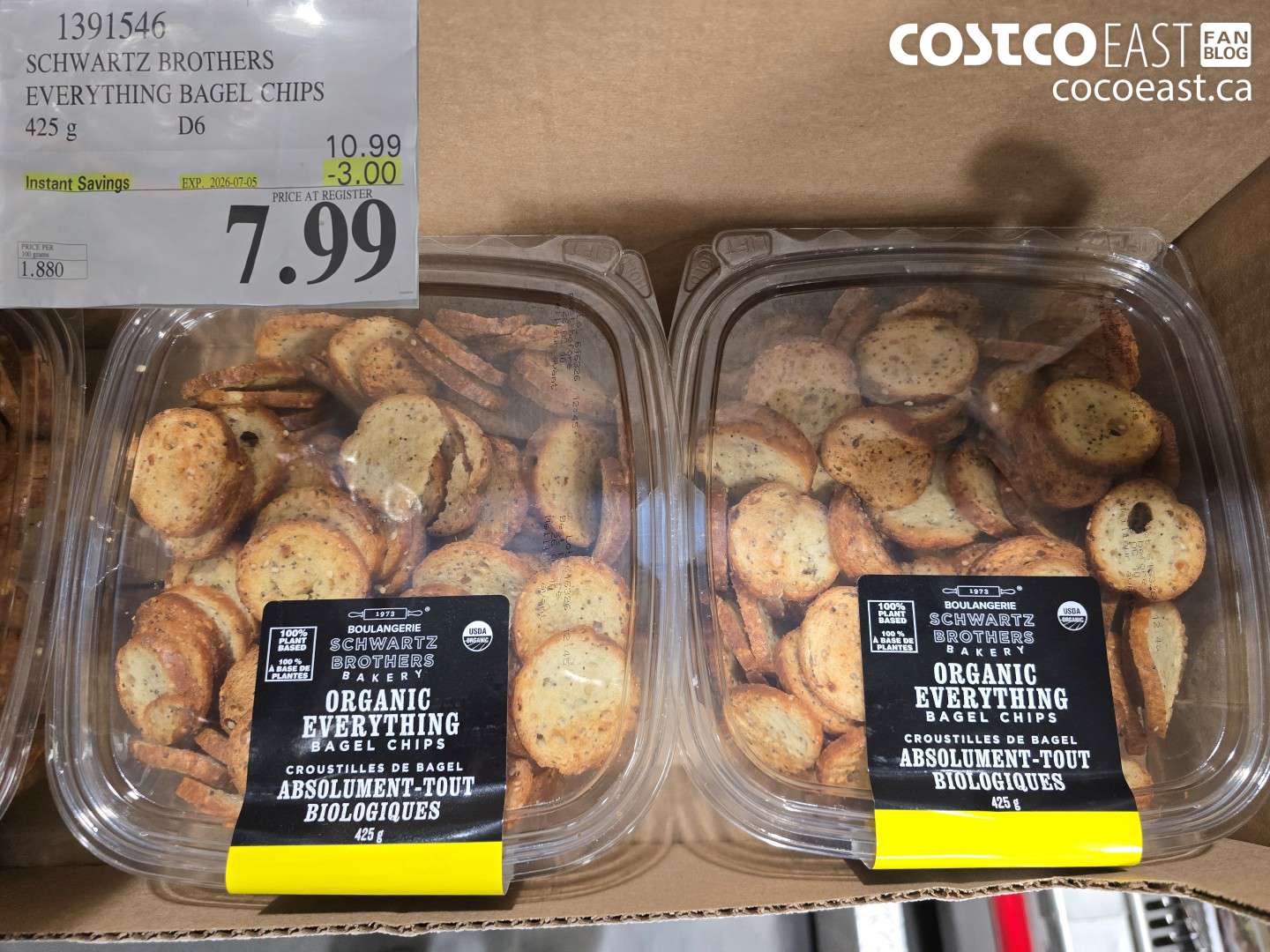 1391546 SCHWARTZ BROTHERS EVERYTHING BAGEL CHIPS 425 G ($3.00 INSTANT SAVINGS EXPIRES ON 2026-07-05) $7.99