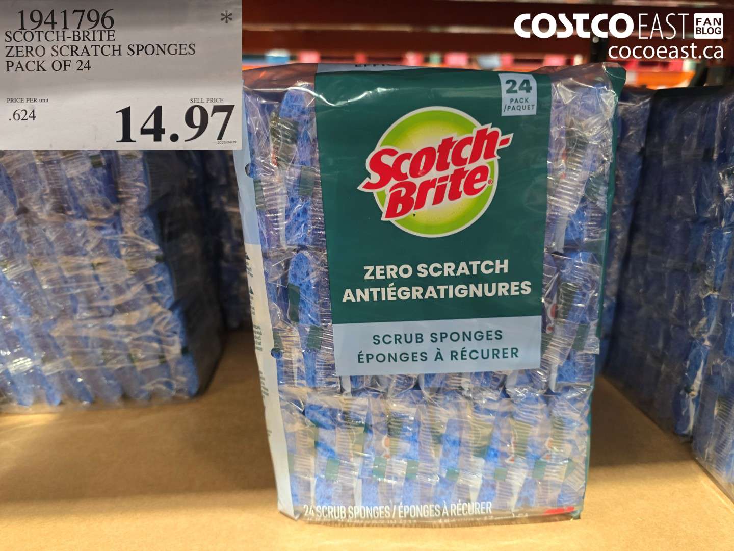 1941796 SCOTCH-BRITE ZERO SCRATCH SPONGES PACK OF 24 $14.97