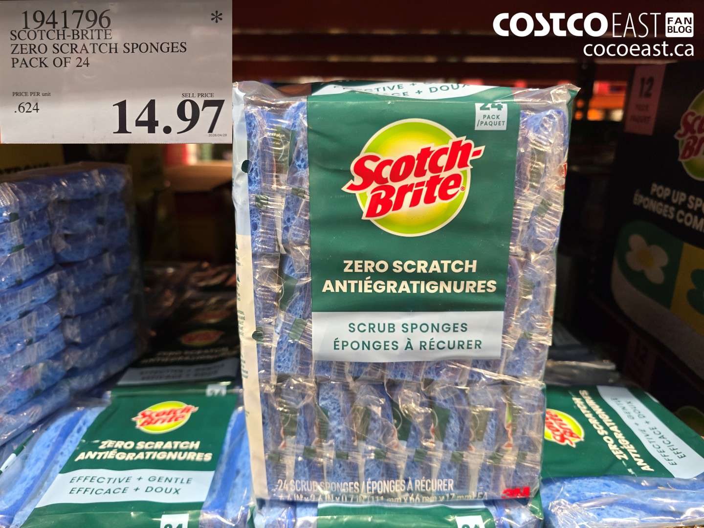 1941796 SCOTCH-BRITE ZERO SCRATCH SPONGES PACK OF 24 $14.97