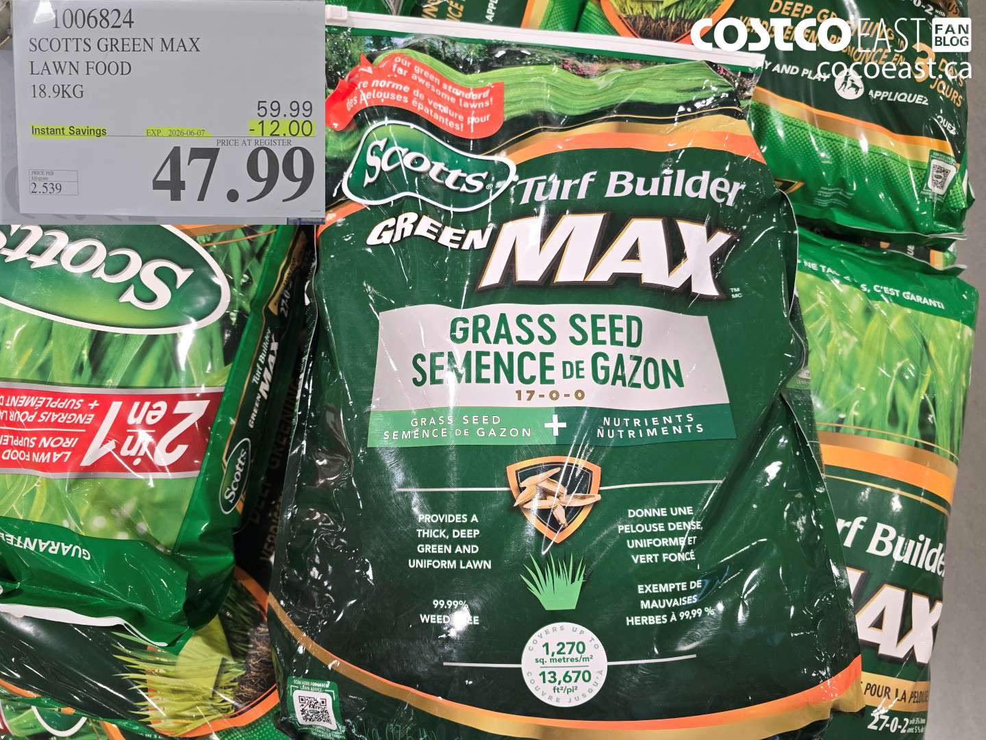 1006824 SCOTTS GREEN MAX LAWN FOOD 18.9KG ($12.00 INSTANT SAVINGS EXPIRES ON 2026-06-07) $47.99