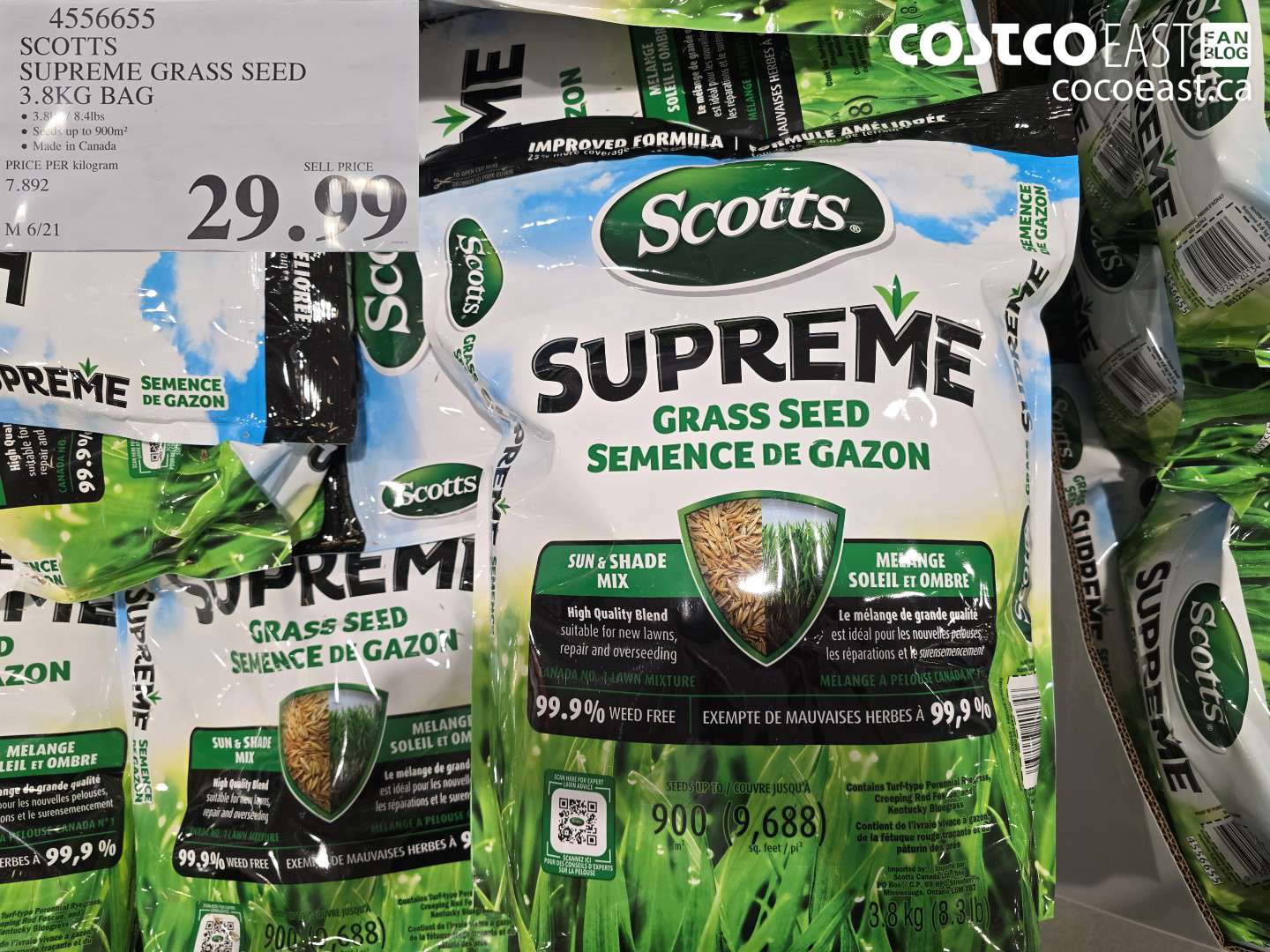 4556655 SCOTTS SUPREME GRASS SEED 3.8KG BAG $29.99
