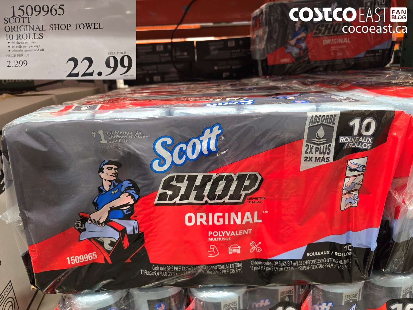 1509965 SCOTT ORIGINAL SHOP TOWEL 10 ROLLS $22.99